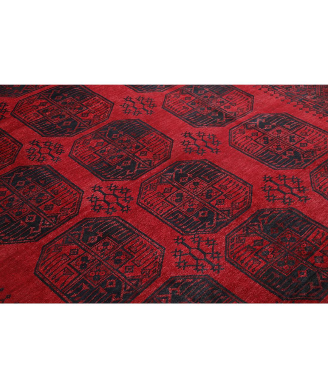 Hand Knotted Afghan Khal Muhammadi Wool Rug - 8'2'' x 10'11'' 8' 2" X 10' 11" (249 X 333) / Red / Black