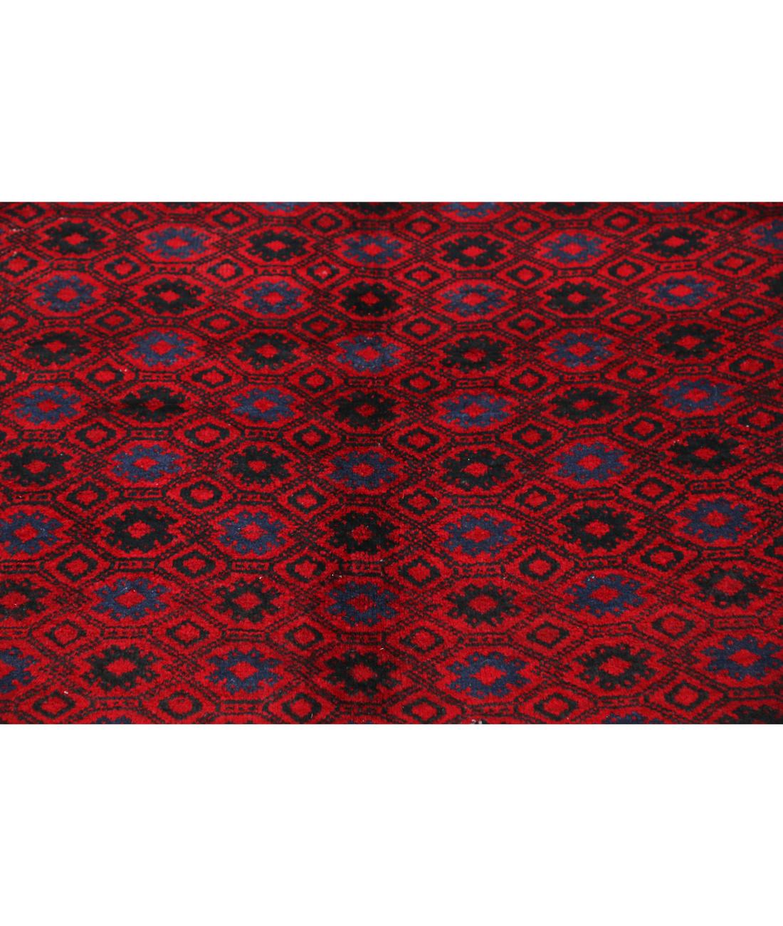 Hand Knotted Afghan Khal Muhammadi Wool Rug - 6'2'' x 11'0'' 6' 2" X 11' 0" (188 X 335) / Red / Blue