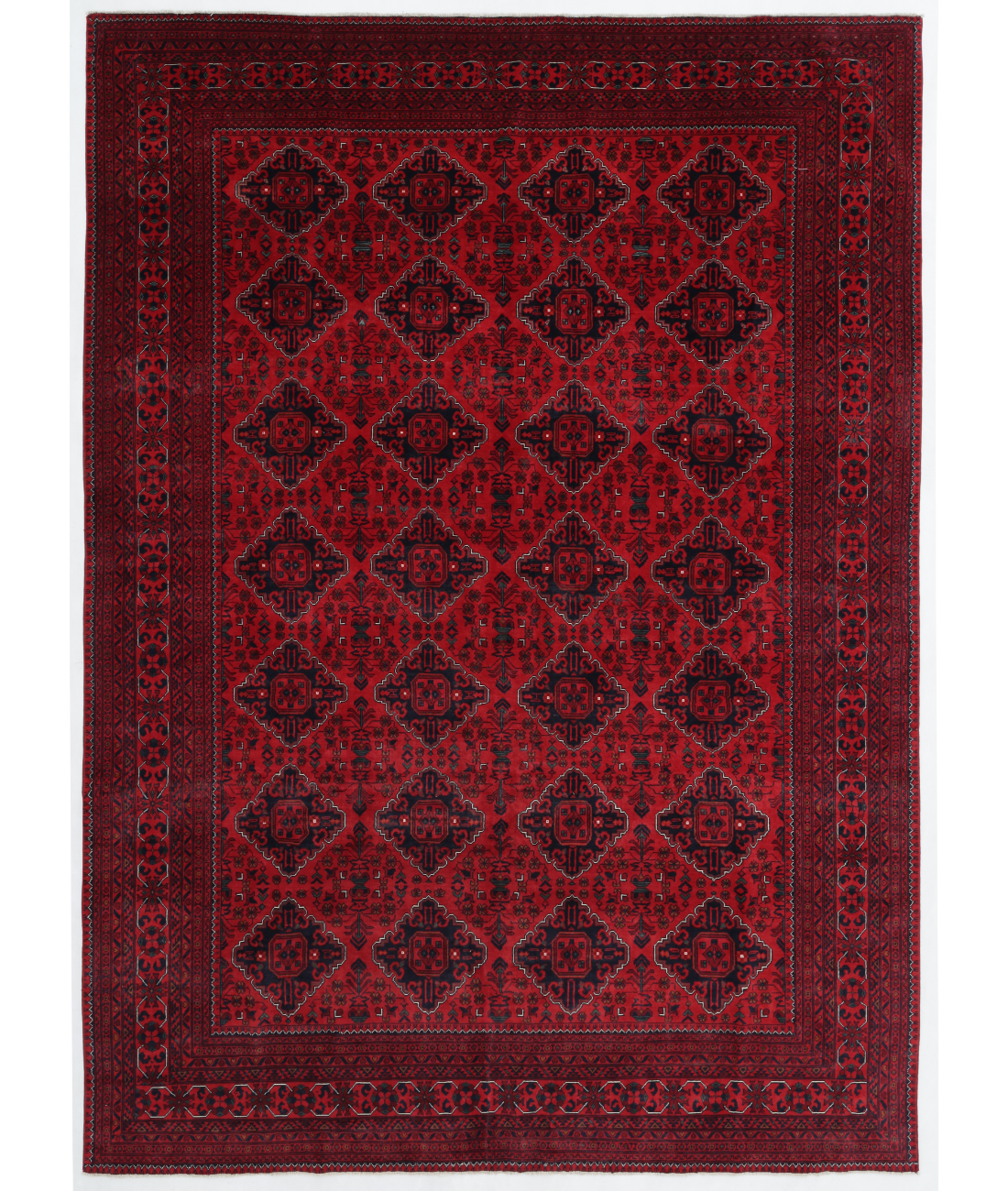 Hand Knotted Afghan Wool Rug  - 8&#39; 2&quot; X 11&#39; 3&quot; 8&#39; 2&quot; X 11&#39; 3&quot; (249 X 343) / Red / Red