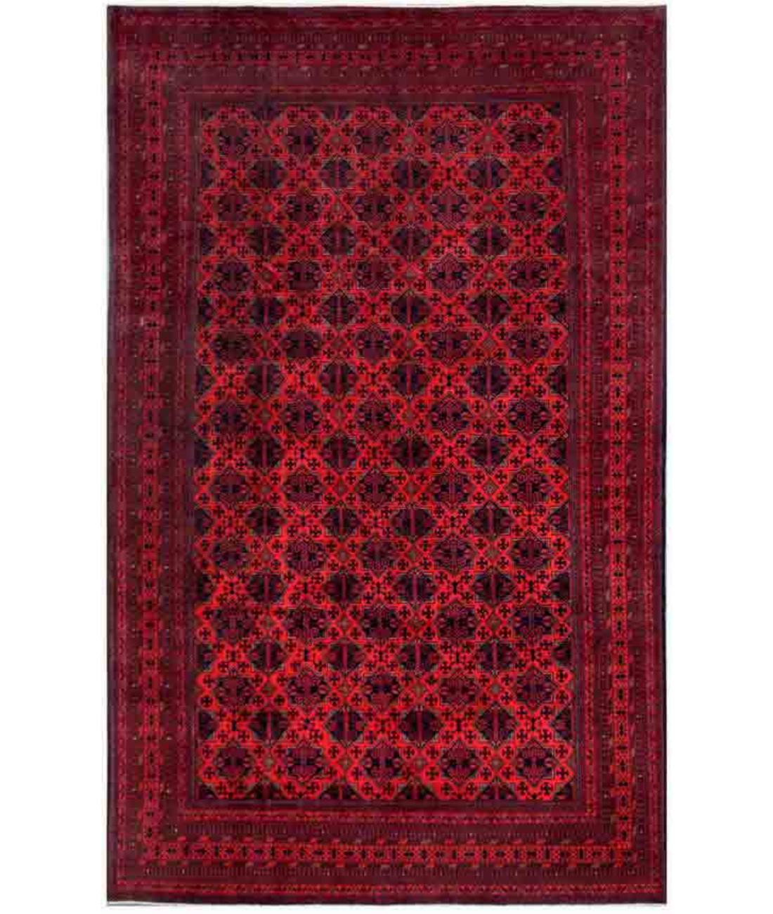 Hand Knotted Afghan Wool Rug  - 9&#39; 8&quot; X 15&#39; 8&quot; 9&#39; 8&quot; X 15&#39; 8&quot; (295 X 478) / Red / Ivory