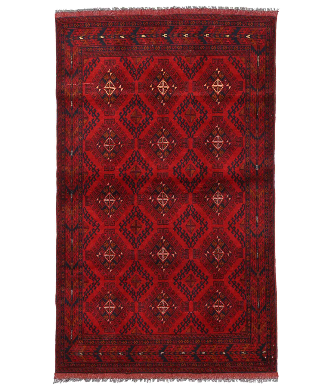 Hand Knotted Afghan Wool Rug  - 4&#39; 0&quot; X 6&#39; 5&quot; 4&#39; 0&quot; X 6&#39; 5&quot; (122 X 196) / Red / Red