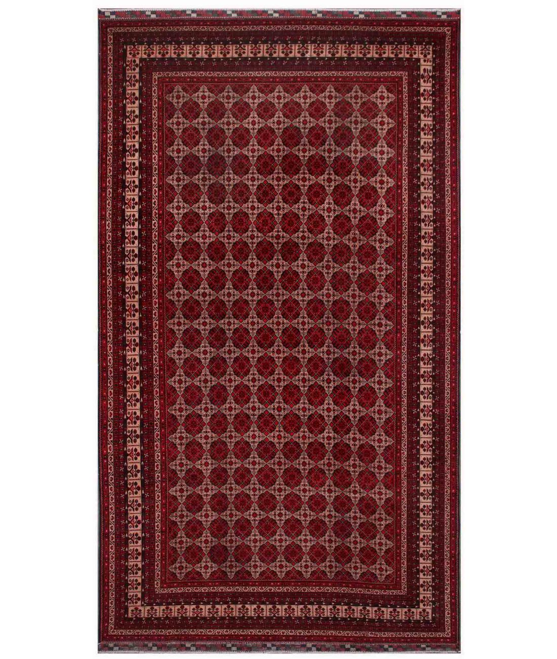 Hand Knotted Afghan Wool Rug  - 9&#39; 8&quot; X 19&#39; 1&quot; 9&#39; 8&quot; X 19&#39; 1&quot; (295 X 582) / Red / Peach