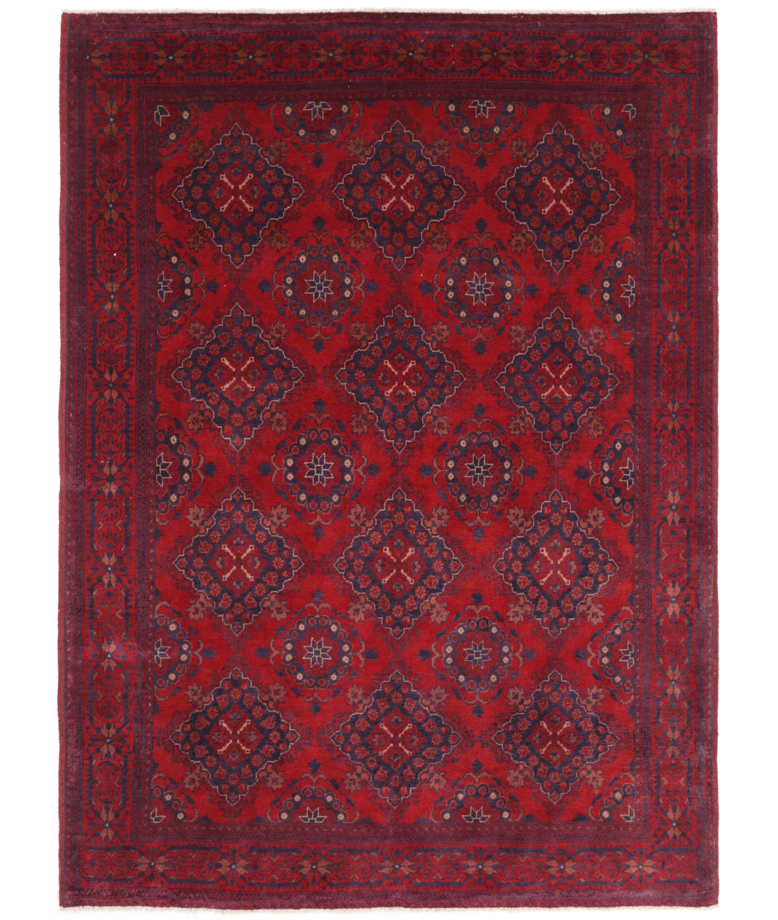 Hand Knotted Afghan Wool Rug  - 5&#39; 10&quot; X 7&#39; 9&quot; 5&#39; 10&quot; X 7&#39; 9&quot; (178 X 236) / Red / Blue