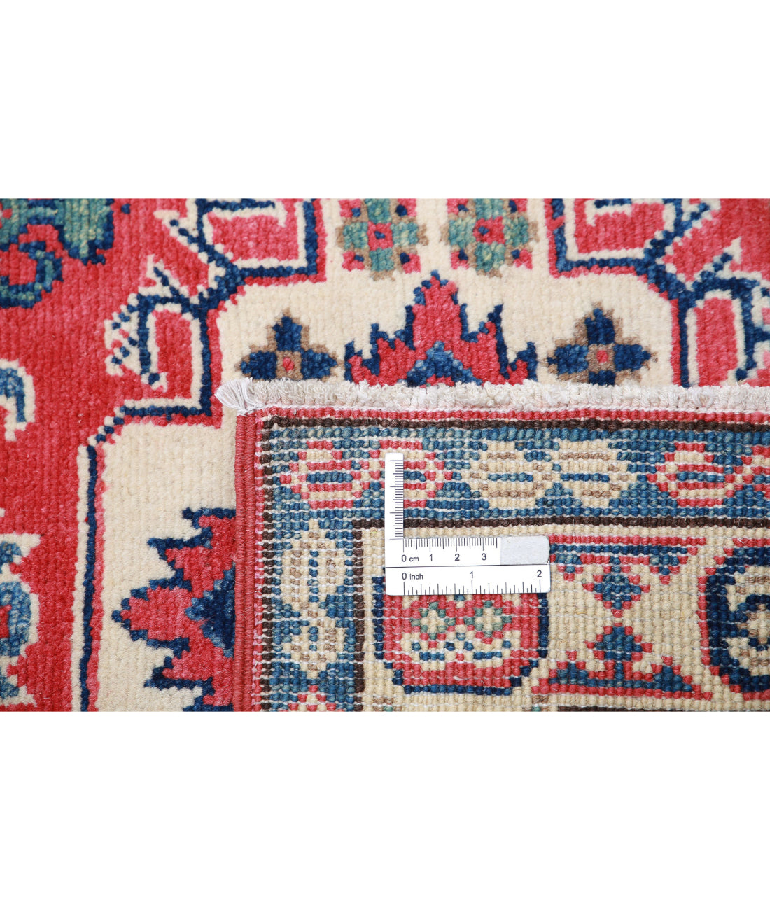 Hand Knotted Tribal Kazak Wool Rug - 2'7'' x 9'4'' 2'7'' x 9'4'' (78 X 280) / Red / Ivory