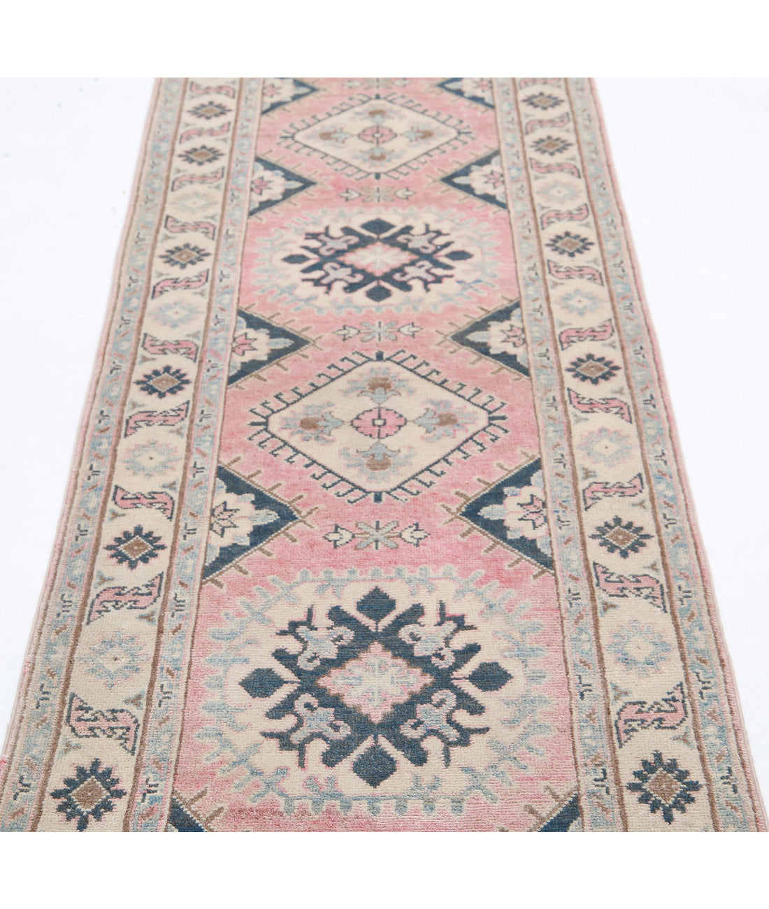 Hand Knotted Tribal Kazak Wool Rug - 2'5'' x 9'7'' 2'5'' x 9'7'' (73 X 288) / Red / Ivory