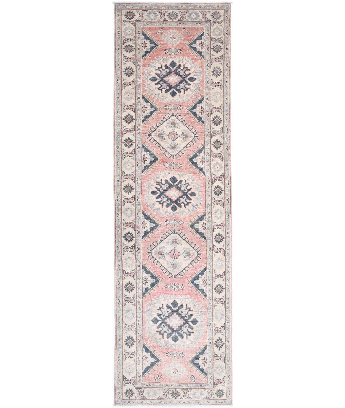 Hand Knotted Tribal Kazak Wool Rug - 2&#39;5&#39;&#39; x 9&#39;7&#39;&#39; 2&#39;5&#39;&#39; x 9&#39;7&#39;&#39; (73 X 288) / Red / Ivory