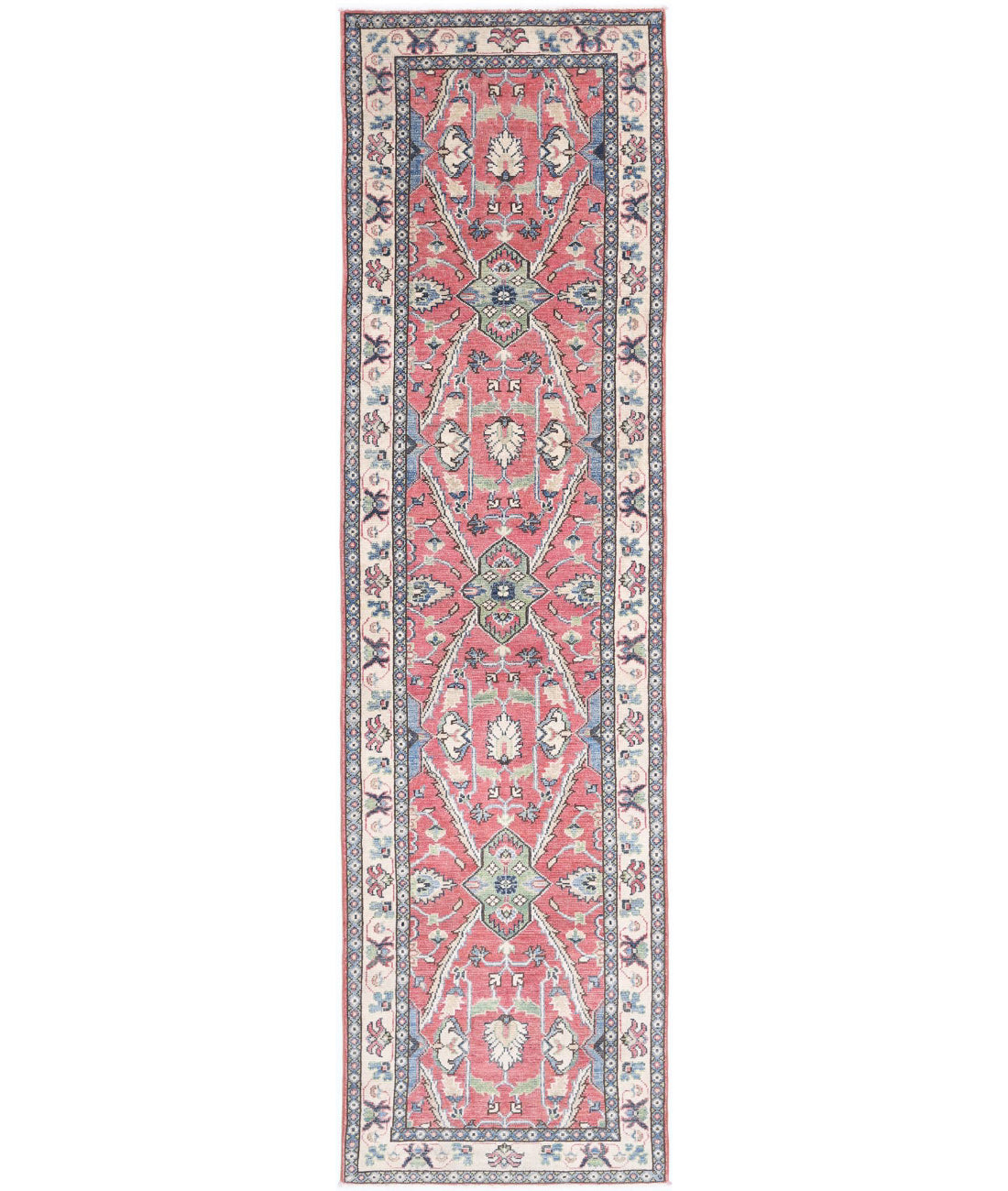 Hand Knotted Tribal Kazak Wool Rug - 2&#39;5&#39;&#39; x 9&#39;8&#39;&#39; 2&#39;5&#39;&#39; x 9&#39;8&#39;&#39; (73 X 290) / Red / Ivory