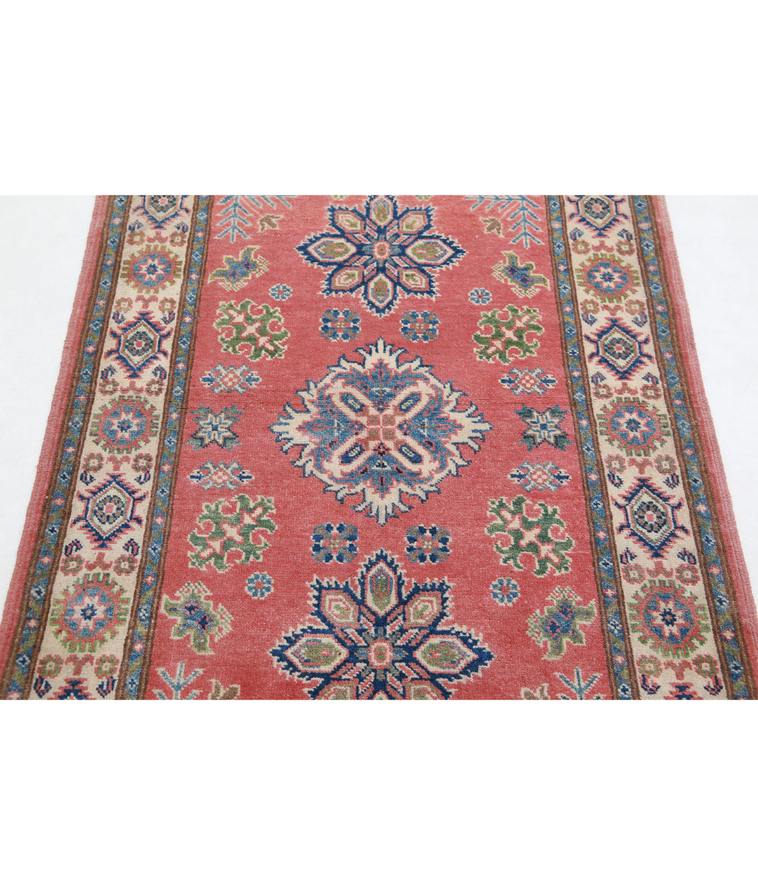 Hand Knotted Tribal Kazak Wool Rug - 3'3'' x 4'9'' 3'3'' x 4'9'' (98 X 143) / Red / Ivory