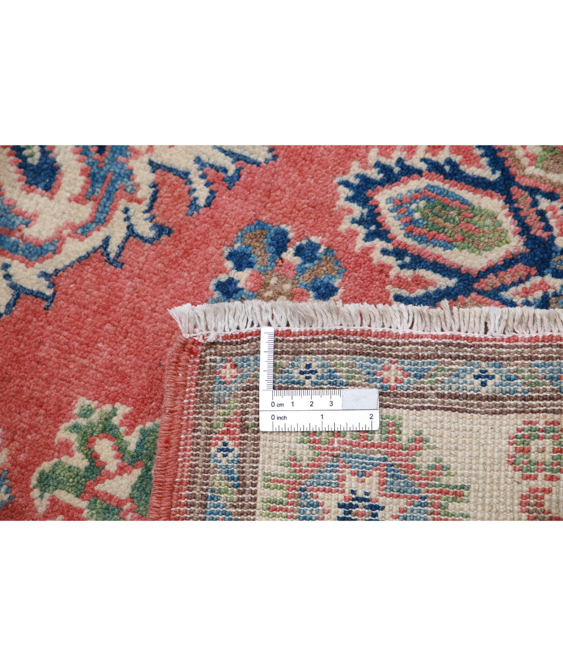 Hand Knotted Tribal Kazak Wool Rug - 3'3'' x 4'9'' 3'3'' x 4'9'' (98 X 143) / Red / Ivory