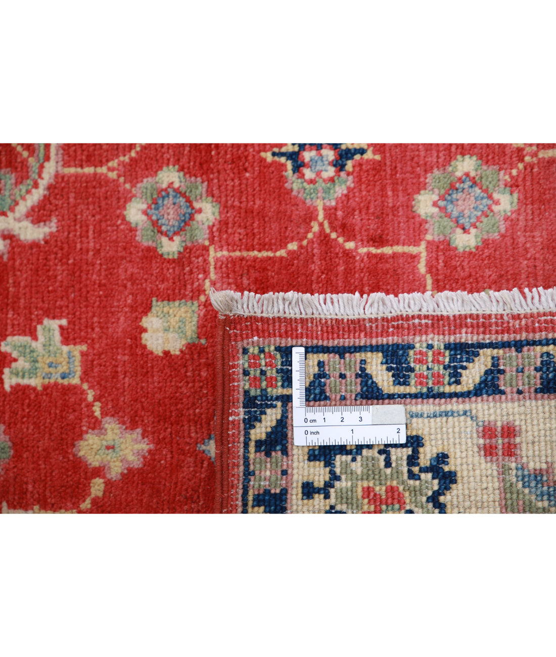 Hand Knotted Tribal Kazak Wool Rug - 3'1'' x 5'2'' 3'1'' x 5'2'' (93 X 155) / Red / Ivory