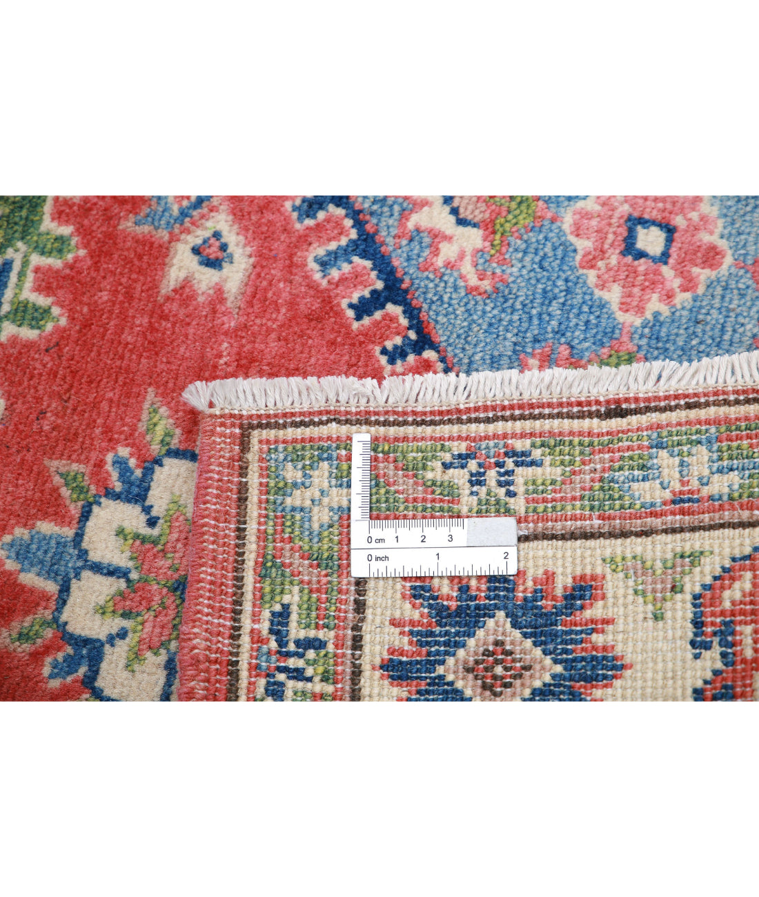 Hand Knotted Tribal Kazak Wool Rug - 3'3'' x 4'8'' 3'3'' x 4'8'' (98 X 140) / Red / Ivory