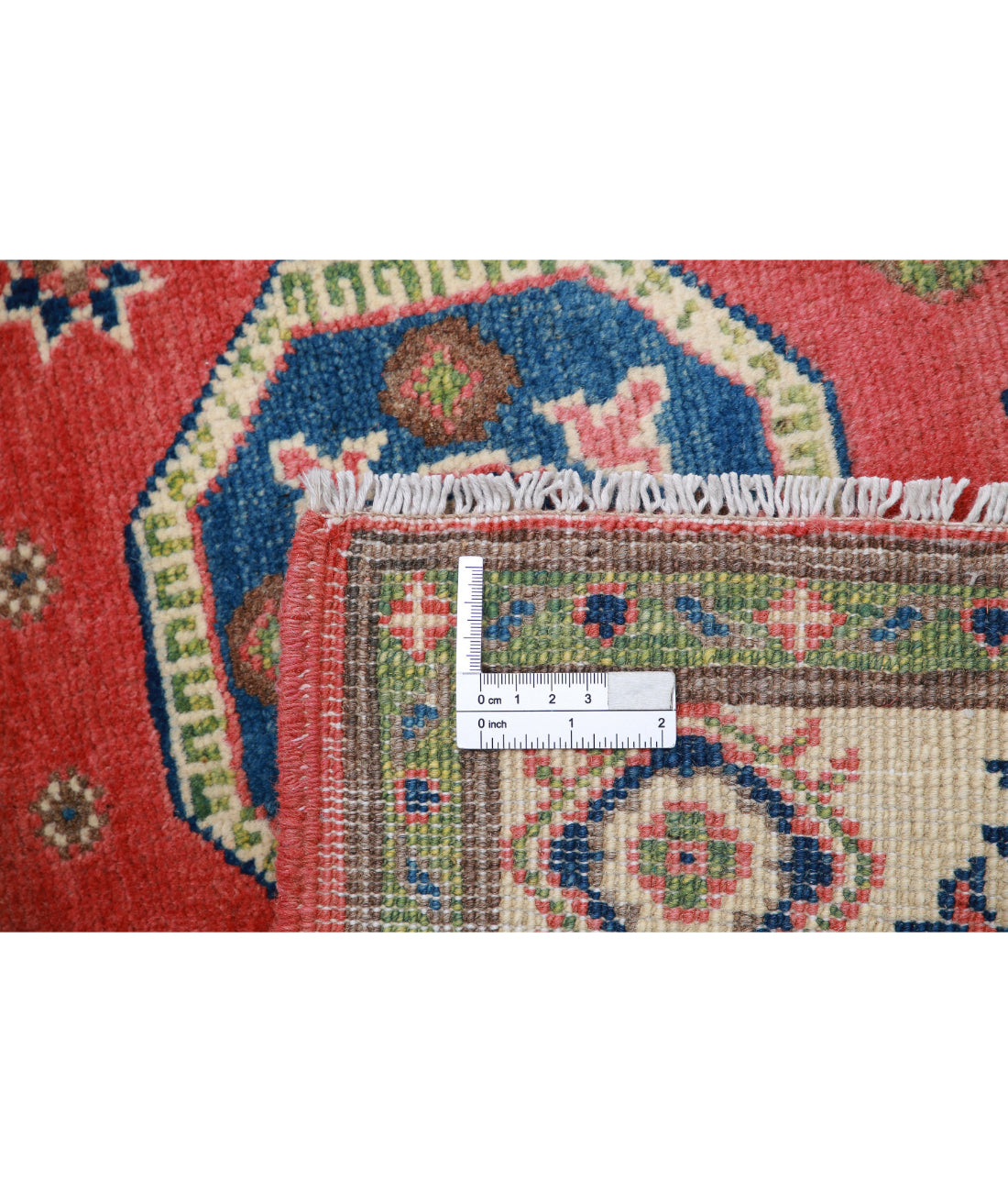 Hand Knotted Tribal Kazak Wool Rug - 3'3'' x 4'10'' 3'3'' x 4'10'' (98 X 145) / Red / Ivory