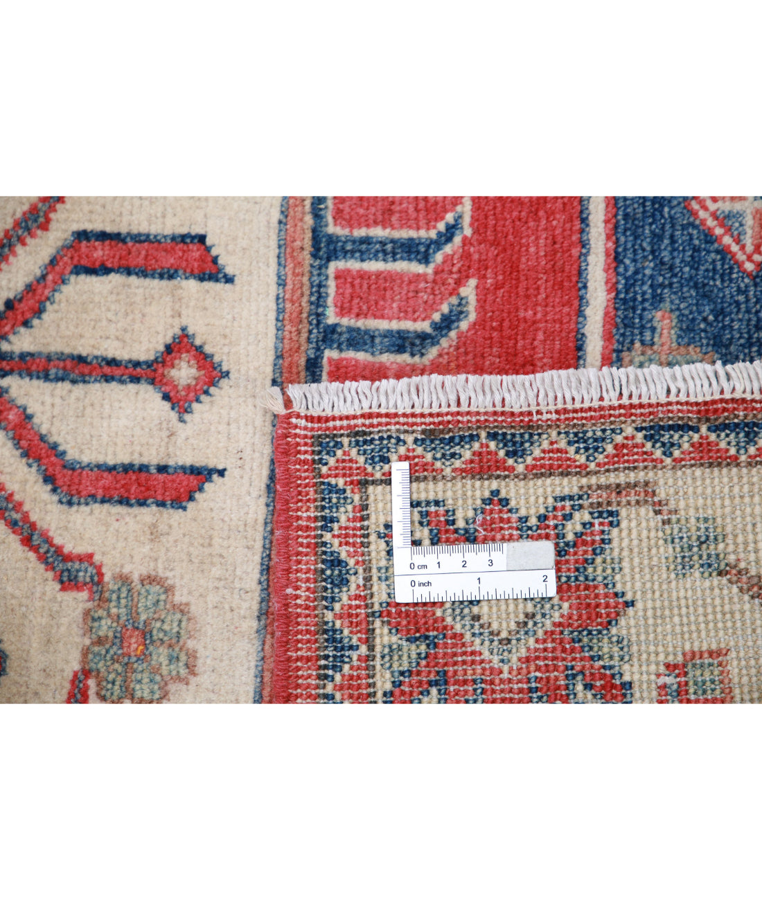 Hand Knotted Tribal Kazak Wool Rug - 3'3'' x 4'8'' 3'3'' x 4'8'' (98 X 140) / Red / Ivory