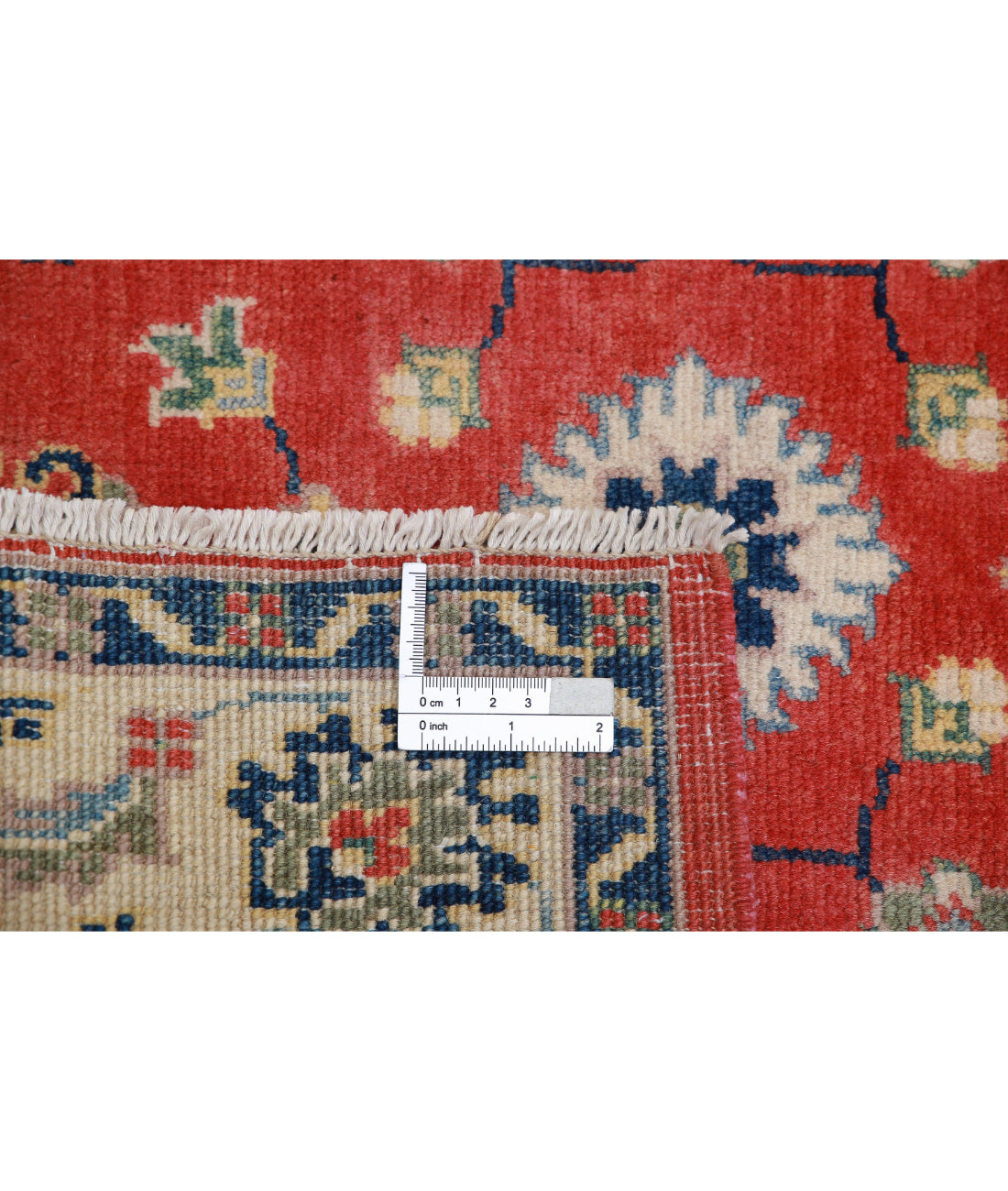 Hand Knotted Tribal Kazak Wool Rug - 3'4'' x 4'9'' 3'4'' x 4'9'' (100 X 143) / Red / Ivory