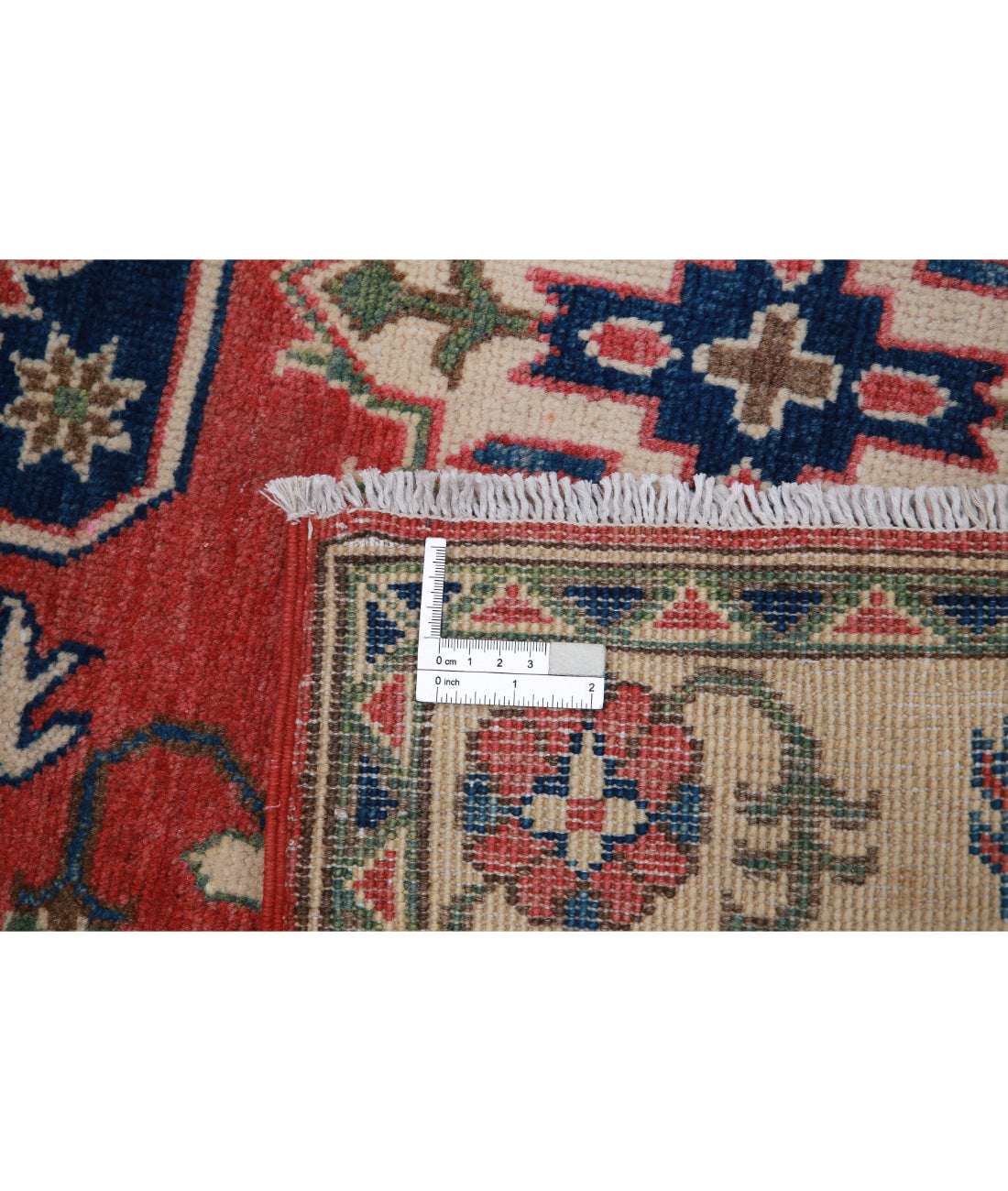 Hand Knotted Tribal Kazak Wool Rug - 3'2'' x 4'8'' 3'2'' x 4'8'' (95 X 140) / Red / Ivory