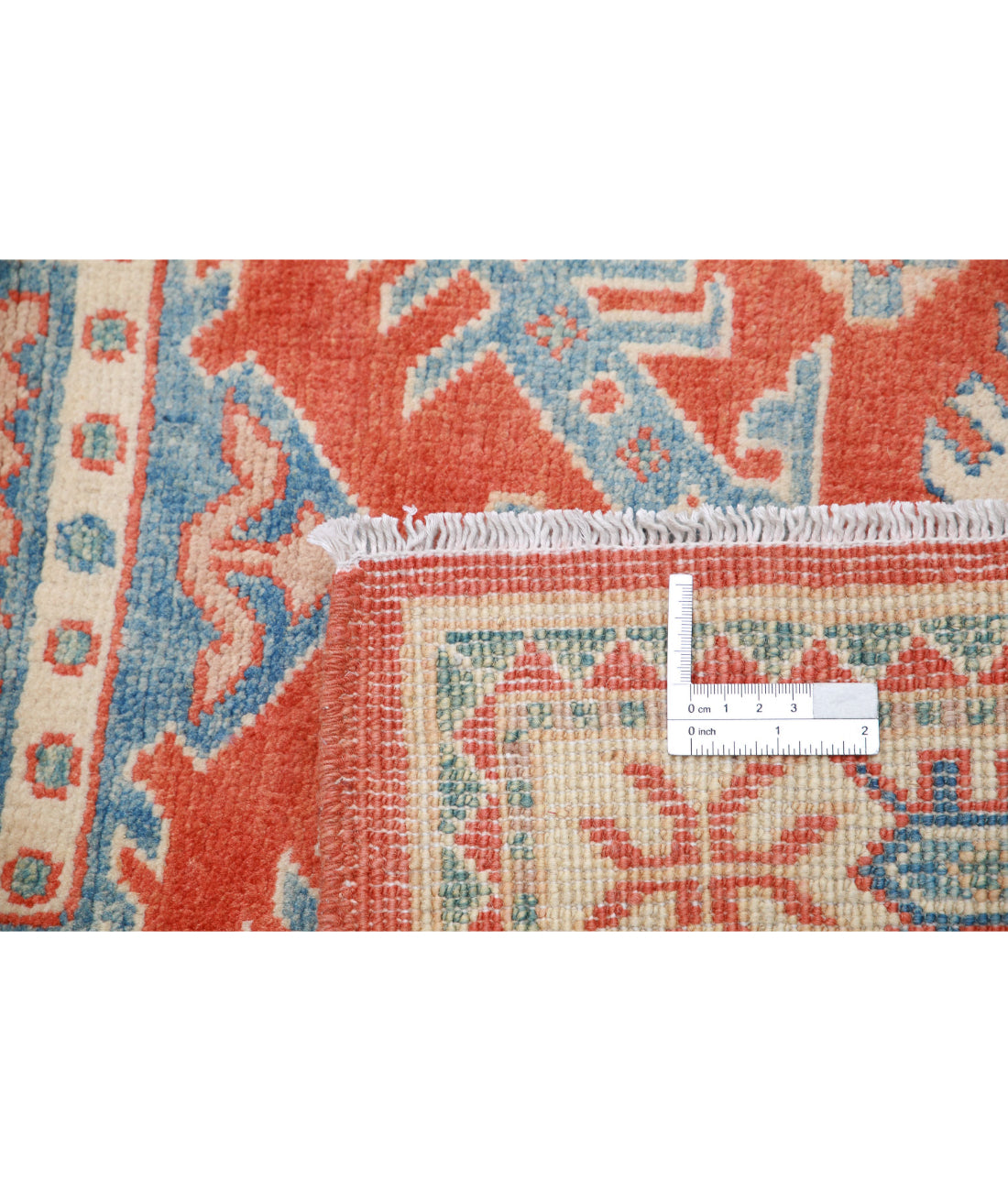 Hand Knotted Tribal Kazak Wool Rug - 3'3'' x 4'10'' 3'3'' x 4'10'' (98 X 145) / Red / Ivory