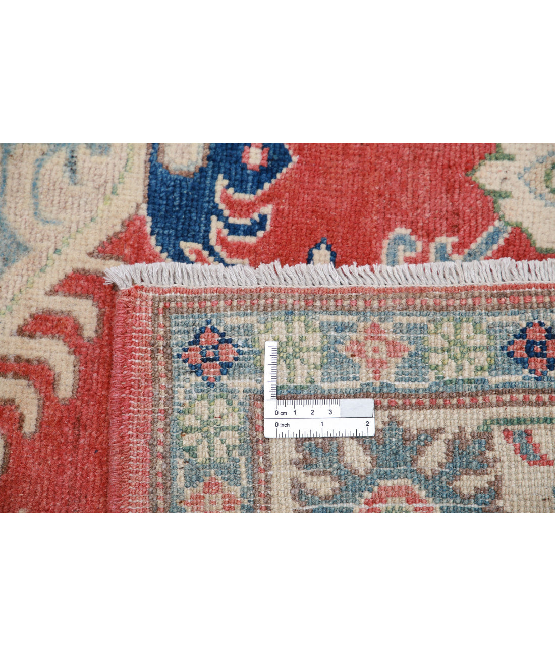 Hand Knotted Tribal Kazak Wool Rug - 5'0'' x 6'4'' 5'0'' x 6'4'' (150 X 190) / Red / Ivory