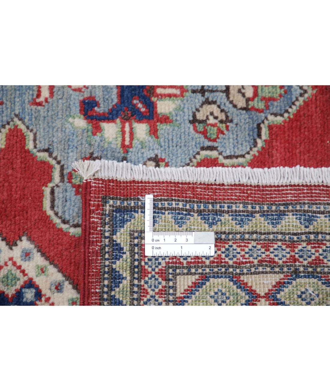 Hand Knotted Tribal Kazak Wool Rug - 6'8'' x 9'10'' 6'8'' x 9'10'' (200 X 295) / Red / Ivory