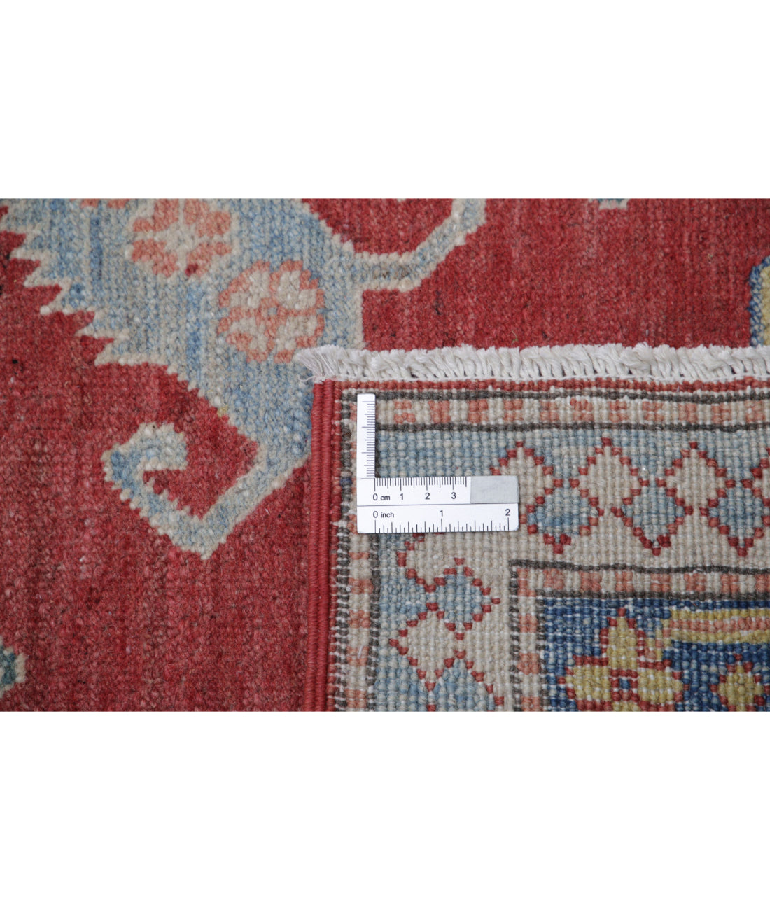 Hand Knotted Tribal Kazak Wool Rug - 7'8'' x 10'8'' 7'8'' x 10'8'' (230 X 320) / Red / Ivory