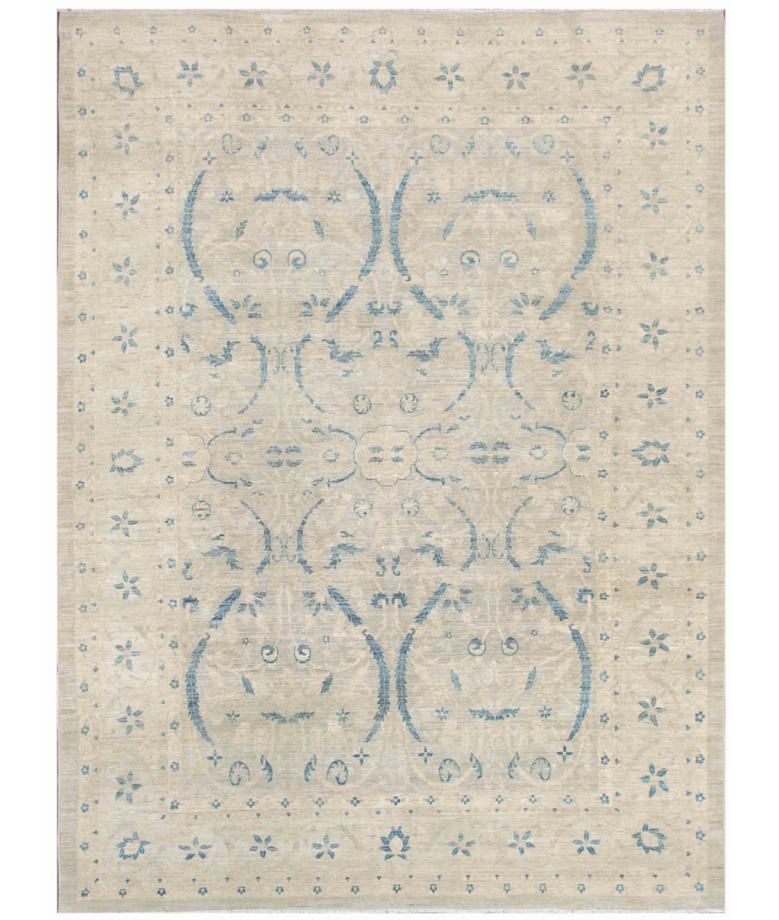 Hand Knotted Ariana Wool Rug  - 9&#39; 3&quot; X 11&#39; 11&quot; 9&#39; 3&quot; X 11&#39; 11&quot; (282 X 363) / Grey / Ivory