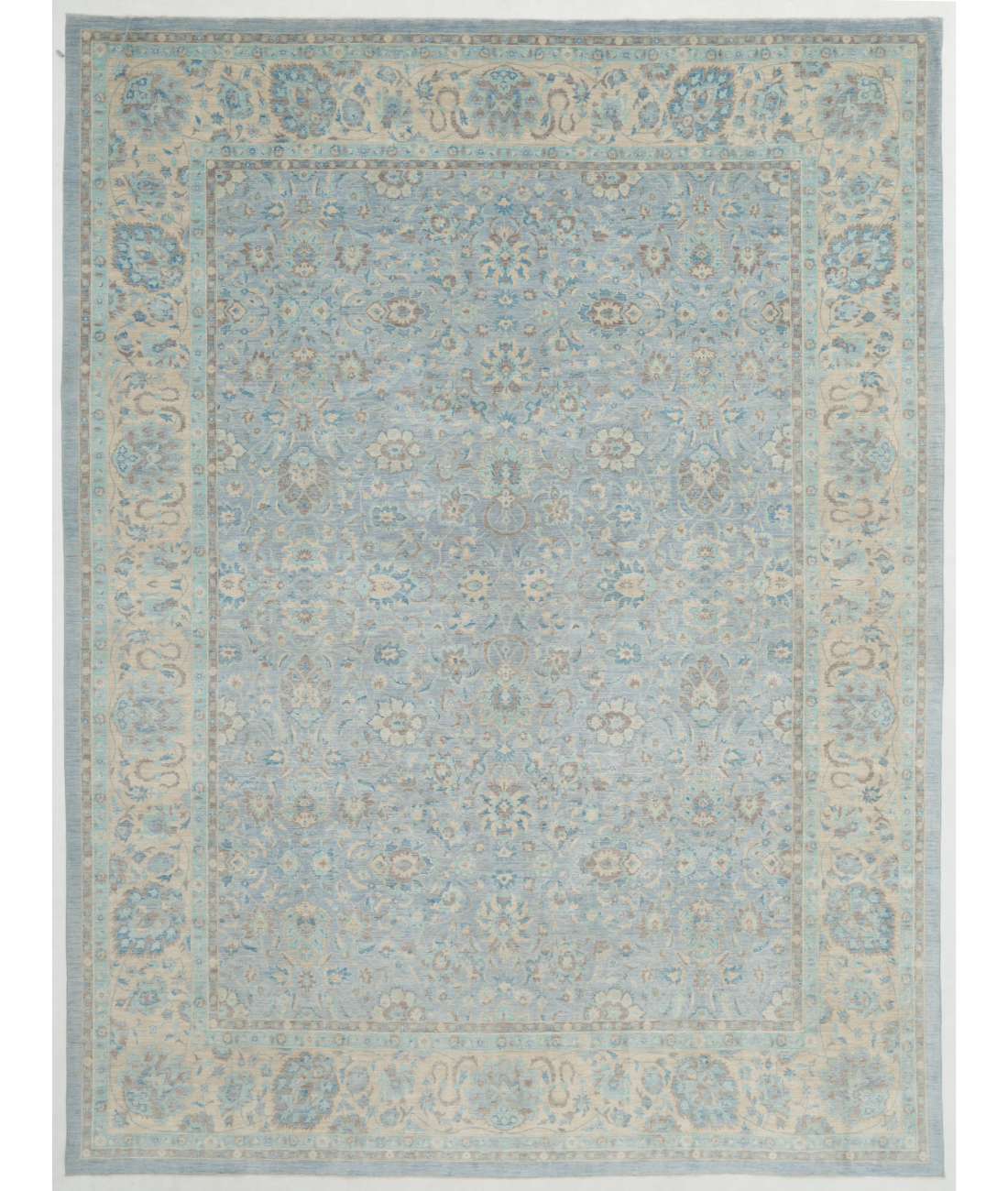 Hand Knotted Ariana Wool &amp; Silk Rug  - 13&#39; 2&quot; X 17&#39; 2&quot; 13&#39; 2&quot; X 17&#39; 2&quot; (401 X 523) / Blue / Ivory