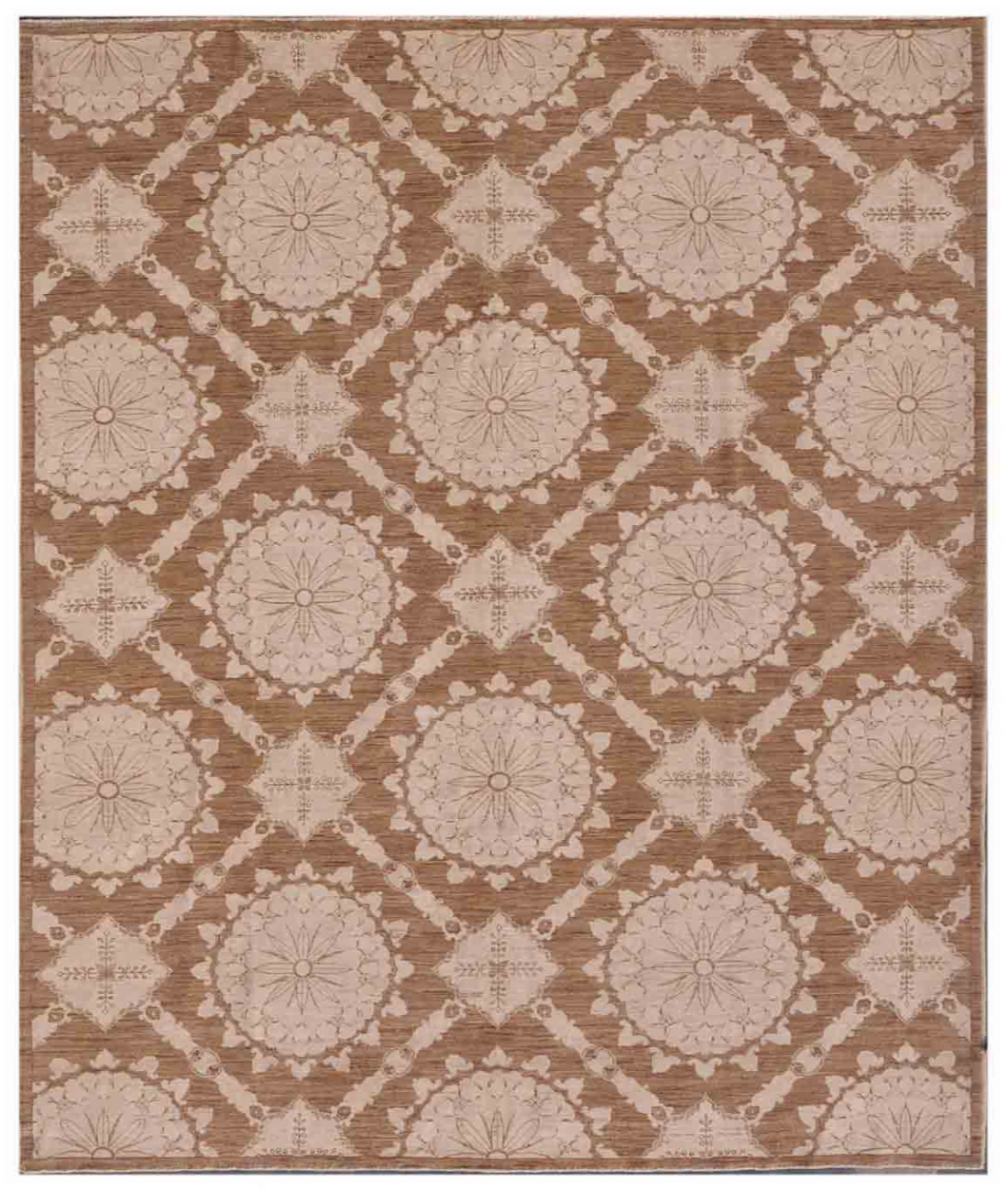 Hand Knotted Artemix Wool Rug  - 7&#39; 3&quot; X 8&#39; 11&quot; 7&#39; 3&quot; X 8&#39; 11&quot; (221 X 272) / Brown / Ivory