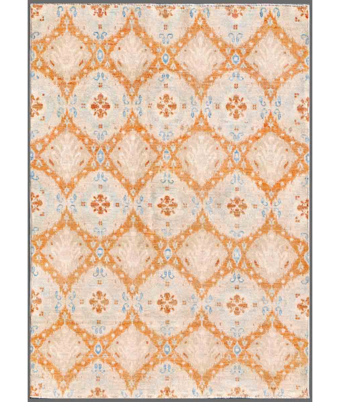 Hand Knotted Artemix Wool Rug  - 4&#39; 1&quot; X 5&#39; 7&quot; 4&#39; 1&quot; X 5&#39; 7&quot; (124 X 170) / Rust / Ivory