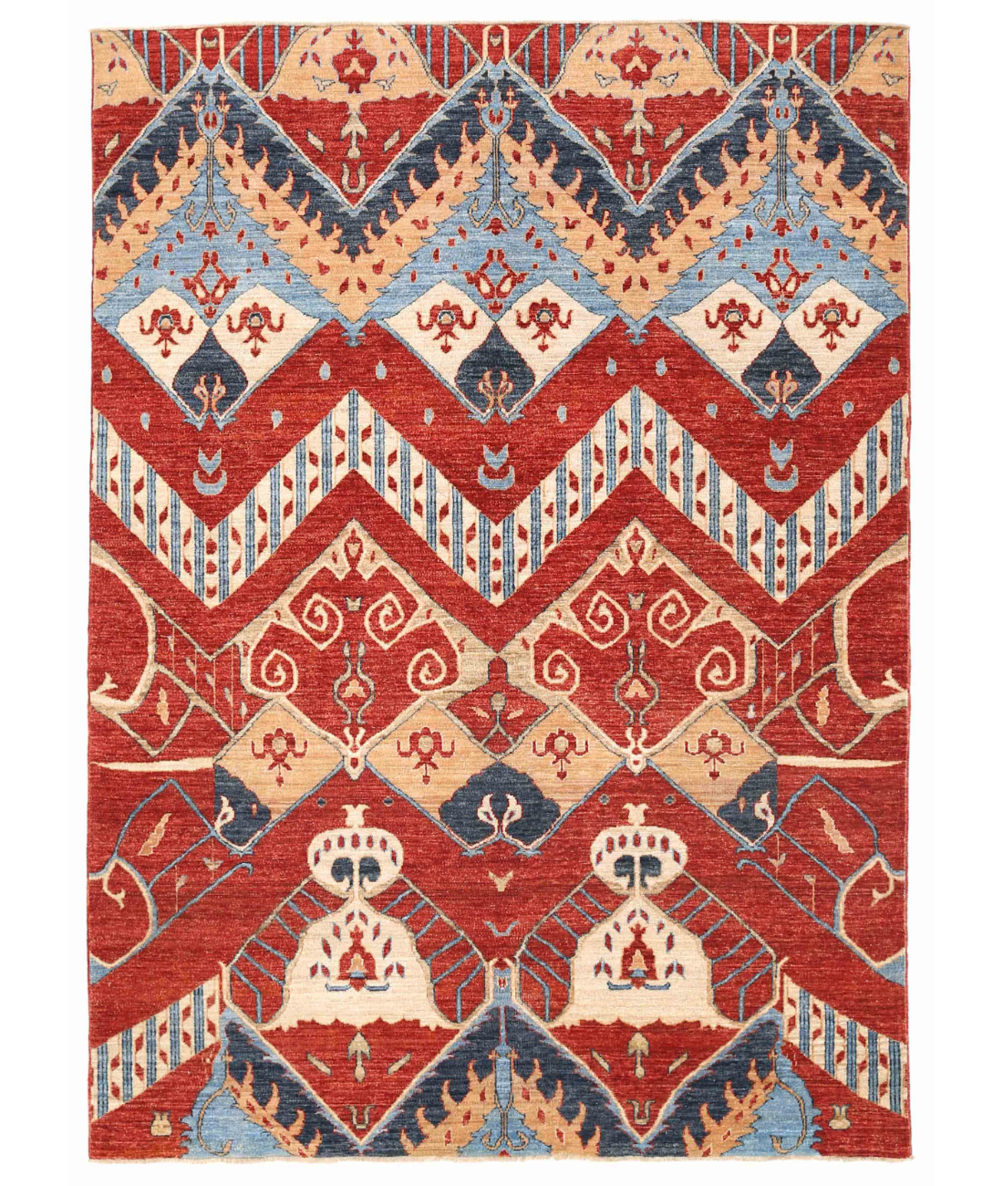 Hand Knotted Artemix Wool Rug  - 5&#39; 6&quot; X 7&#39; 9&quot; 5&#39; 6&quot; X 7&#39; 9&quot; (168 X 236) / Red / Blue