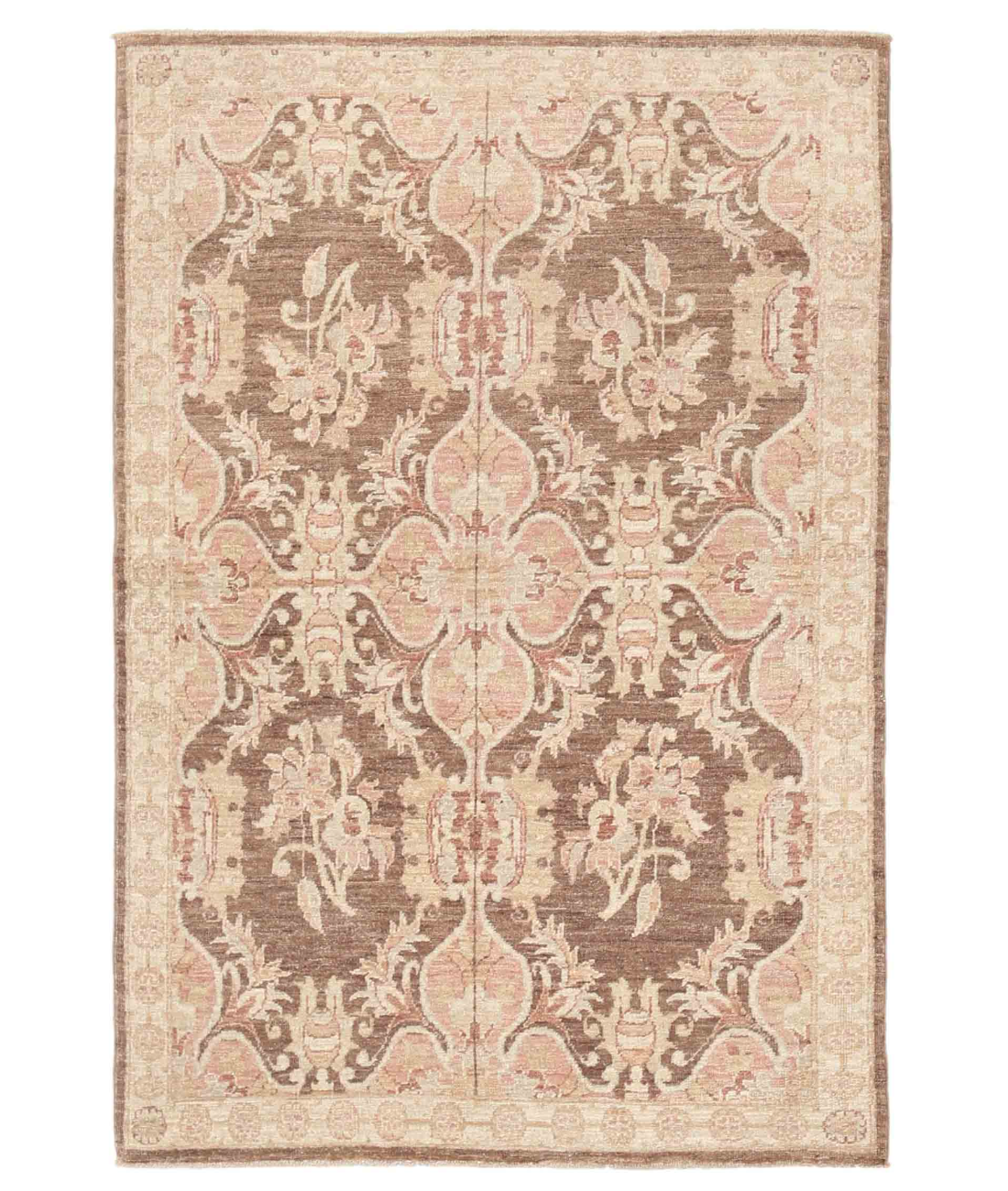 Hand Knotted Artemix Wool Rug  - 3&#39; 6&quot; X 5&#39; 1&quot; 3&#39; 6&quot; X 5&#39; 1&quot; (107 X 155) / Brown / Ivory