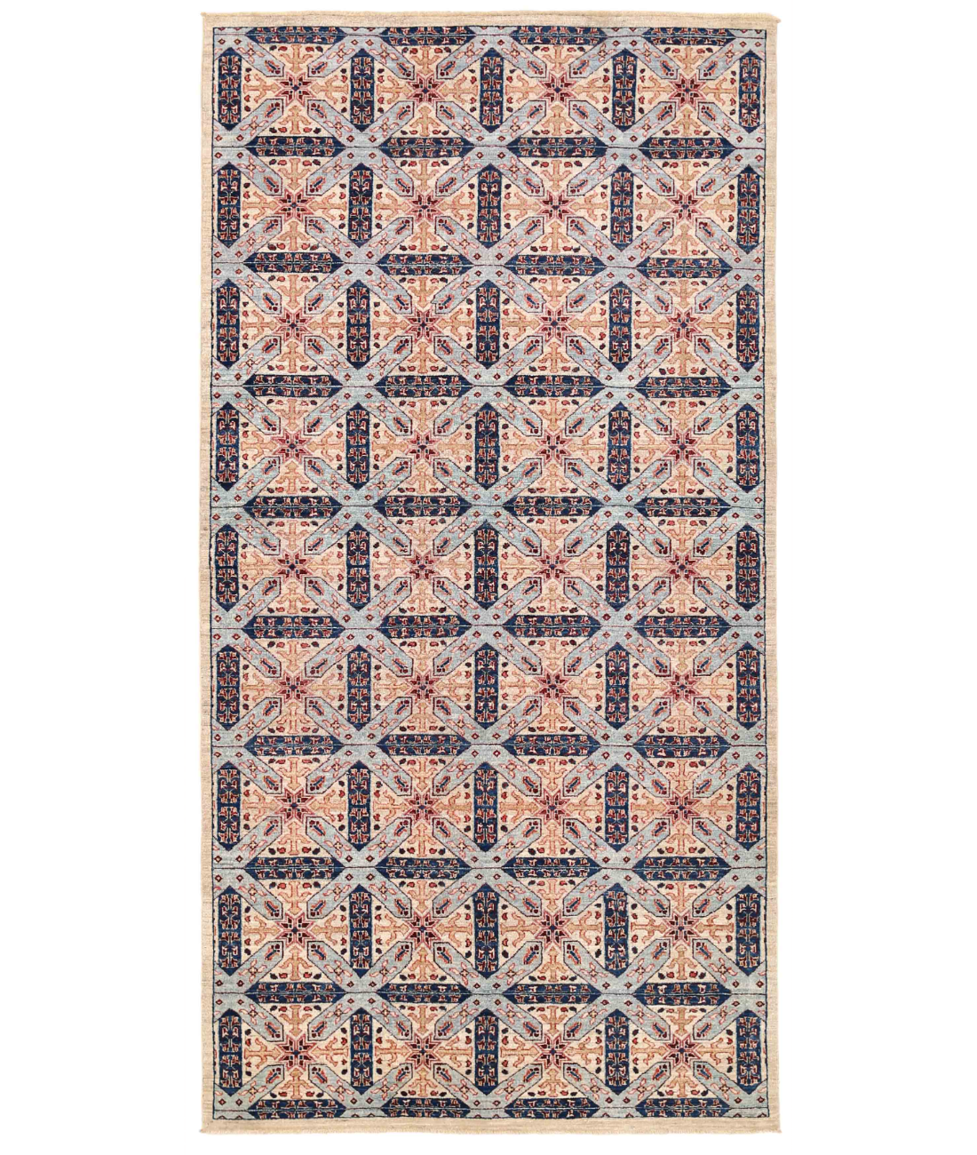 Hand Knotted Artemix Wool Rug  - 4' 11" X 9' 9" 4' 11" X 9' 9" (150 X 297) / Grey / Blue