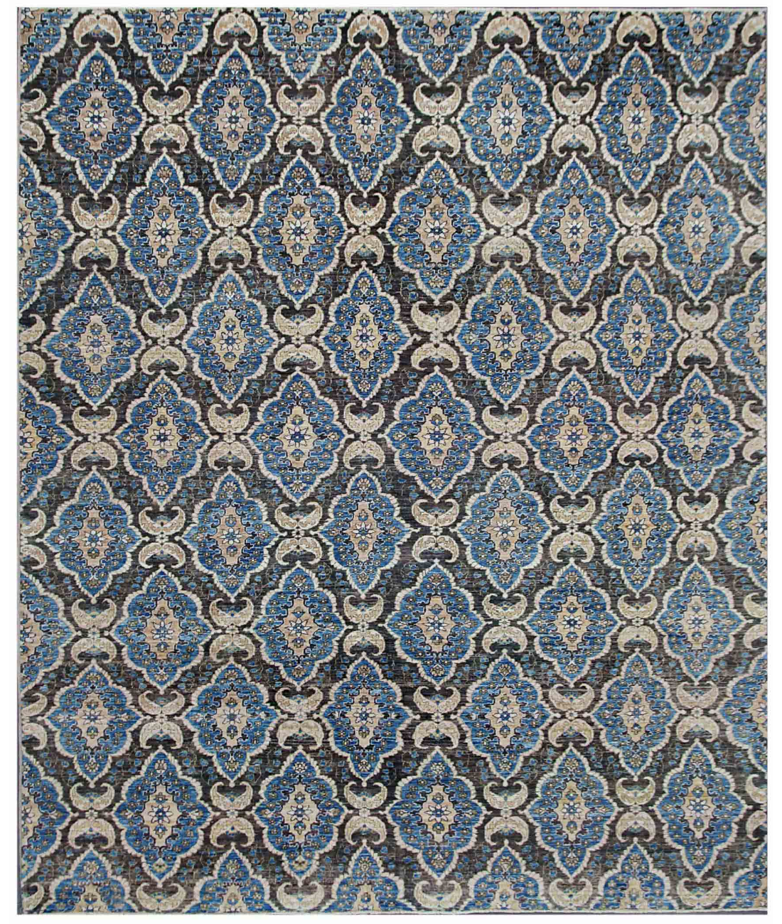 Hand Knotted Artemix Wool Rug  - 7' 11" X 9' 6" 7' 11" X 9' 6" (241 X 290) / Blue / Ivory