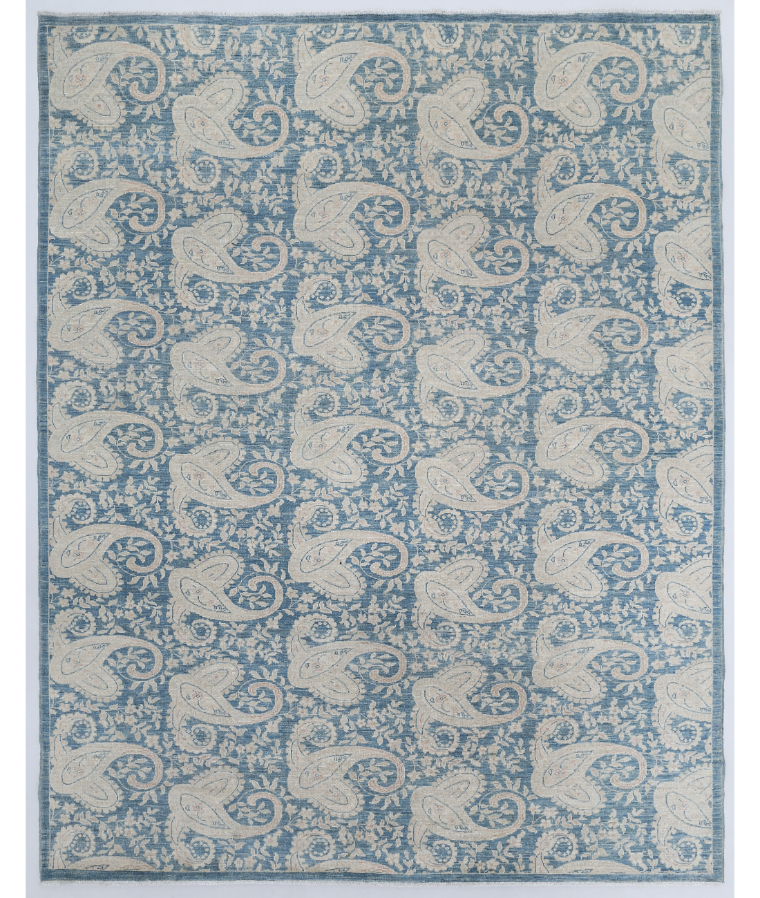 Hand Knotted Artemix Wool Rug  - 6' 0" X 7' 8" 6' 0" X 7' 8" (183 X 234) / Blue / Ivory