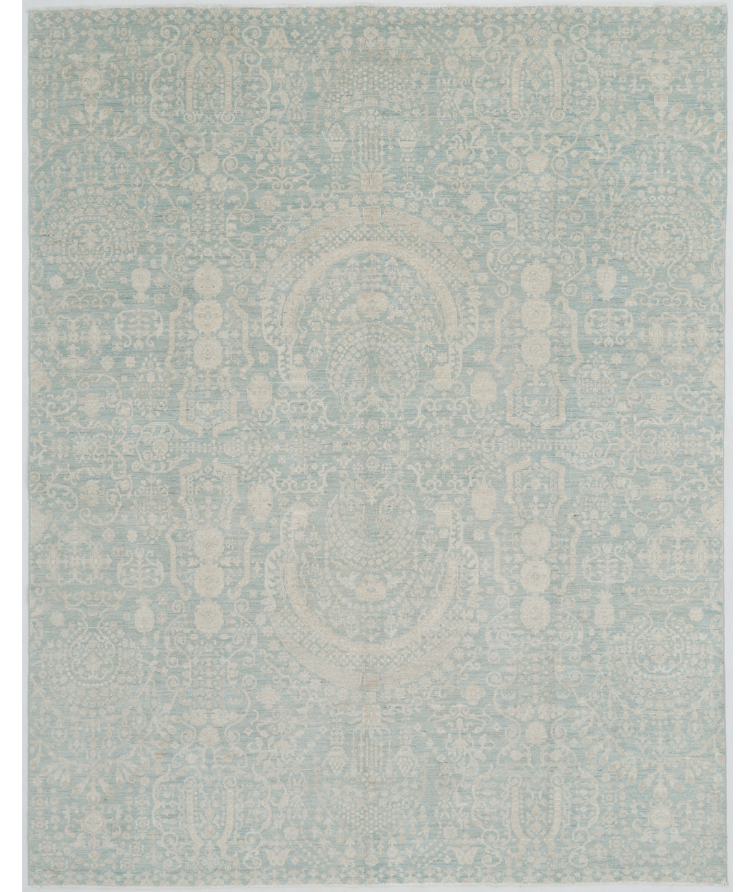 Hand Knotted Artemix Wool Rug  - 7&#39; 9&quot; X 9&#39; 8&quot; 7&#39; 9&quot; X 9&#39; 8&quot; (236 X 295) / Green / Ivory