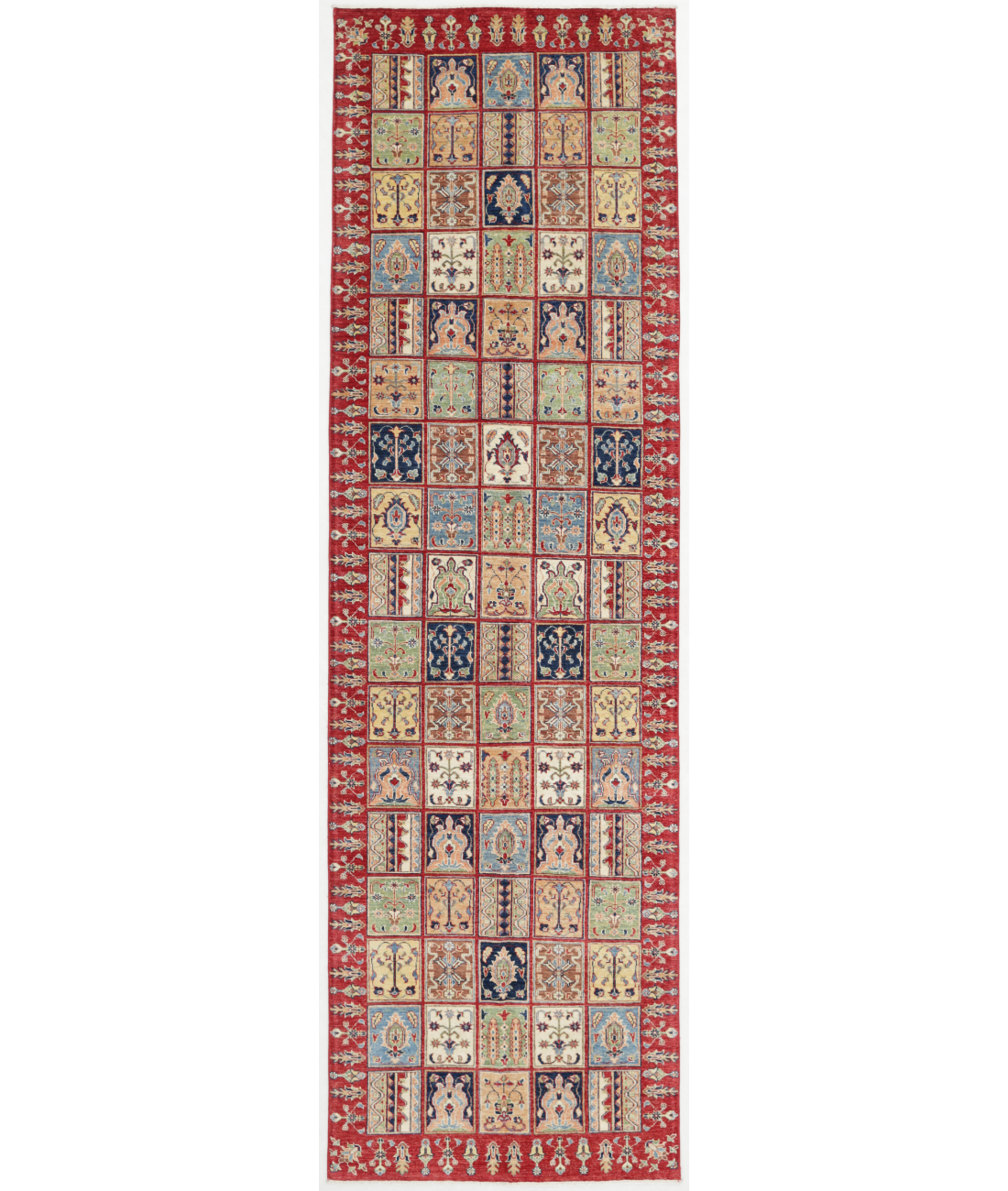 Hand Knotted Bakhtiari Wool Rug  - 4&#39; 0&quot; X 14&#39; 0&quot; 4&#39; 0&quot; X 14&#39; 0&quot; (122 X 427) / Multi / Red