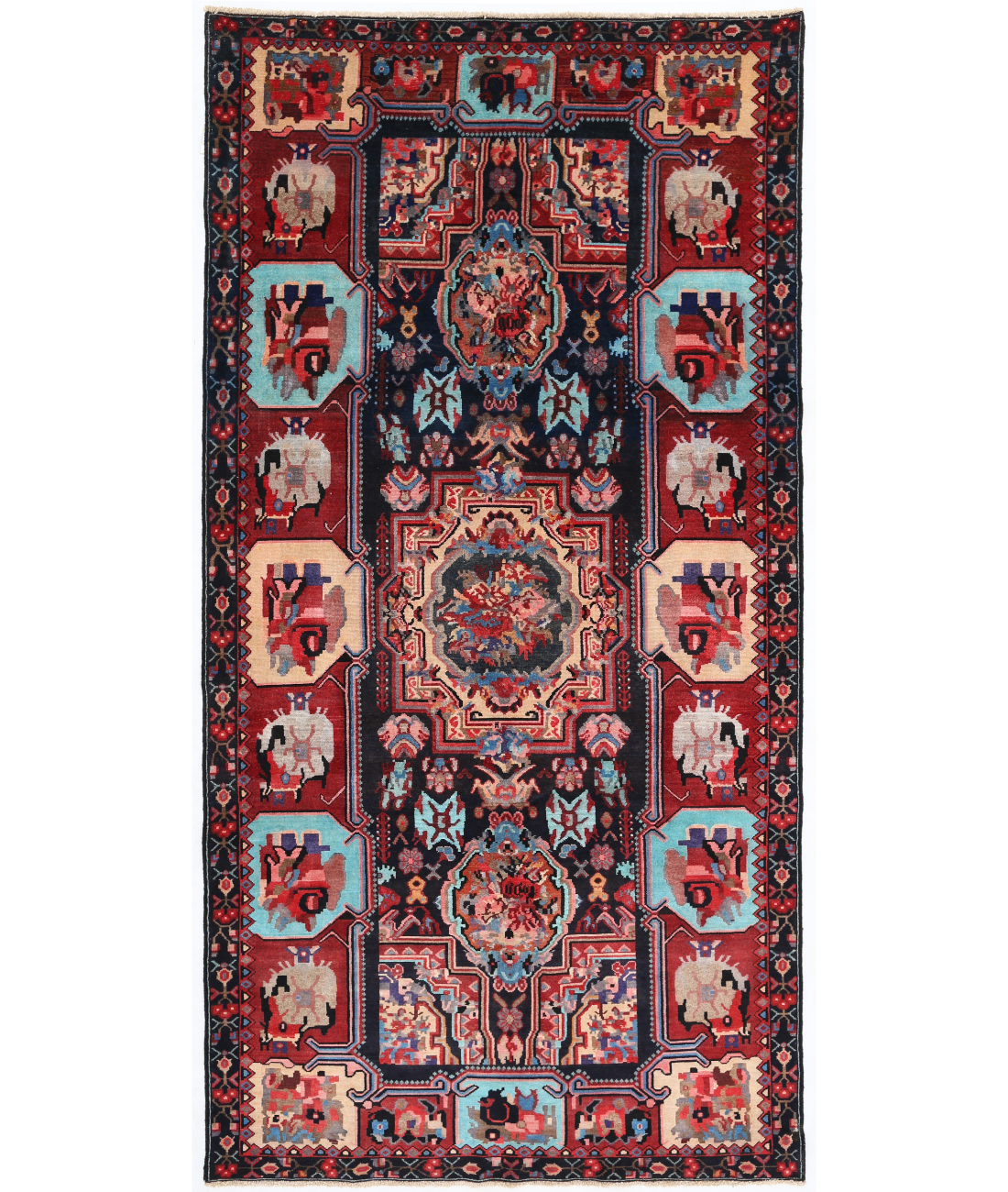 Hand Knotted Bakhtiari Wool Rug  - 5&#39; 4&quot; X 10&#39; 6&quot; 5&#39; 4&quot; X 10&#39; 6&quot; (163 X 320) / Black / Red