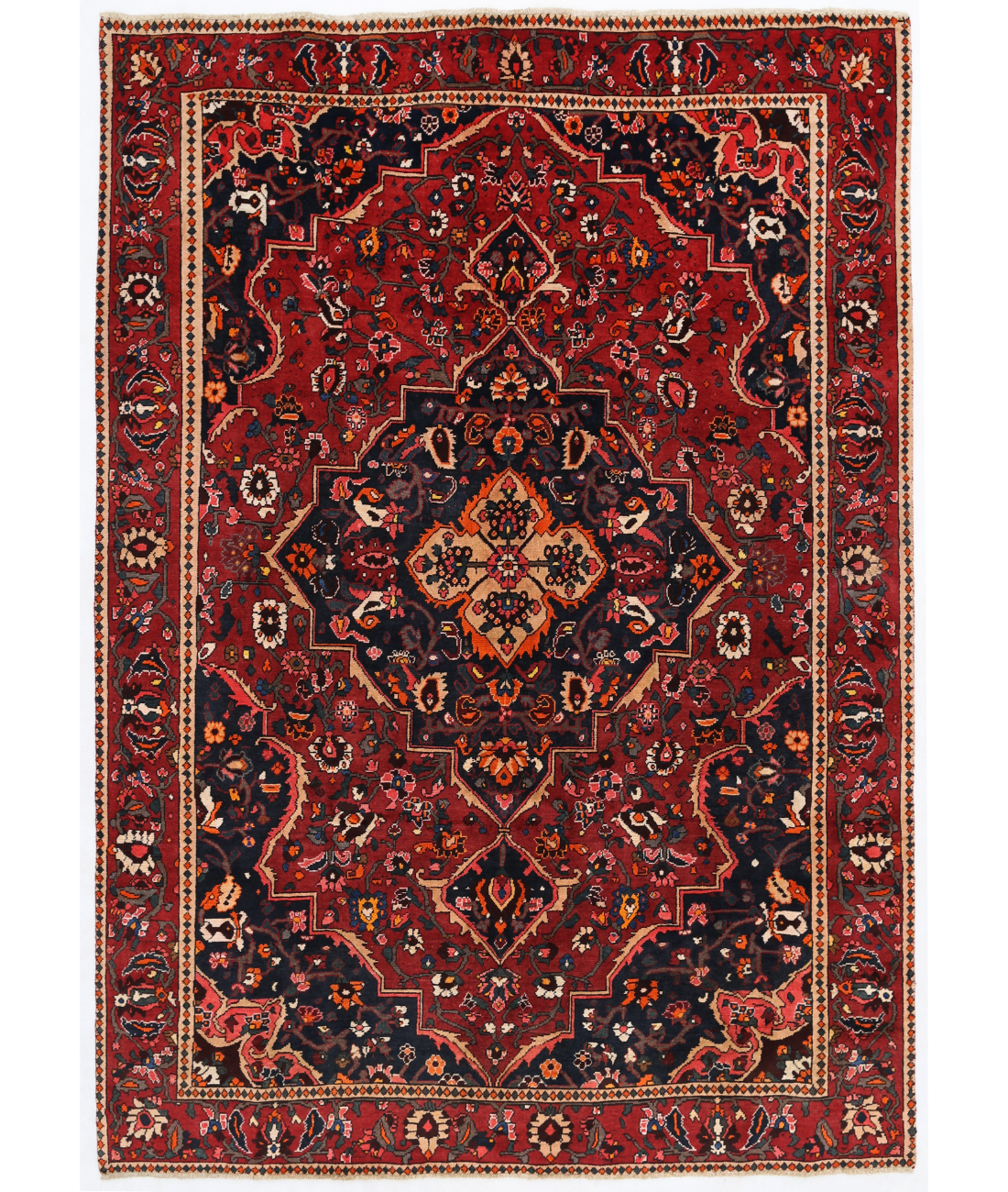 Hand Knotted Bakhtiari Wool Rug  - 6&#39; 10&quot; X 9&#39; 8&quot; 6&#39; 10&quot; X 9&#39; 8&quot; (208 X 295) / Red / Blue