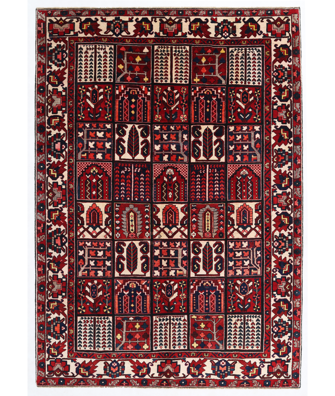 Hand Knotted Bakhtiari Wool Rug  - 7&#39; 1&quot; X 10&#39; 2&quot; 7&#39; 1&quot; X 10&#39; 2&quot; (216 X 310) / Red / Ivory