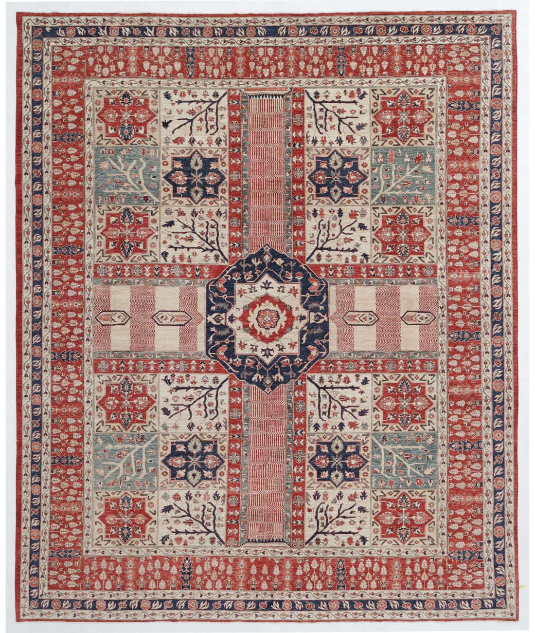 Hand Knotted Bakhtiari Wool Rug  - 11&#39; 9&quot; X 14&#39; 7&quot; 11&#39; 9&quot; X 14&#39; 7&quot; (358 X 445) / Ivory / Rust