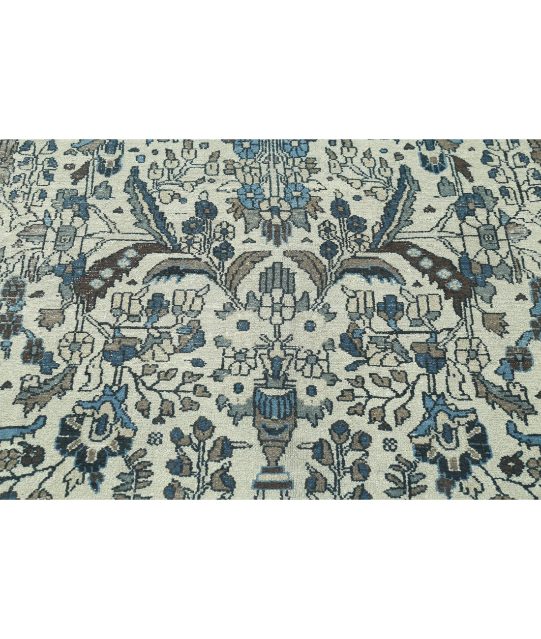 Hand Knotted Vintage Persian Bakhtiari Wool Rug - 7'2'' x 13'0'' 7'2'' x 13'0'' (215 X 390) / Ivory / Blue