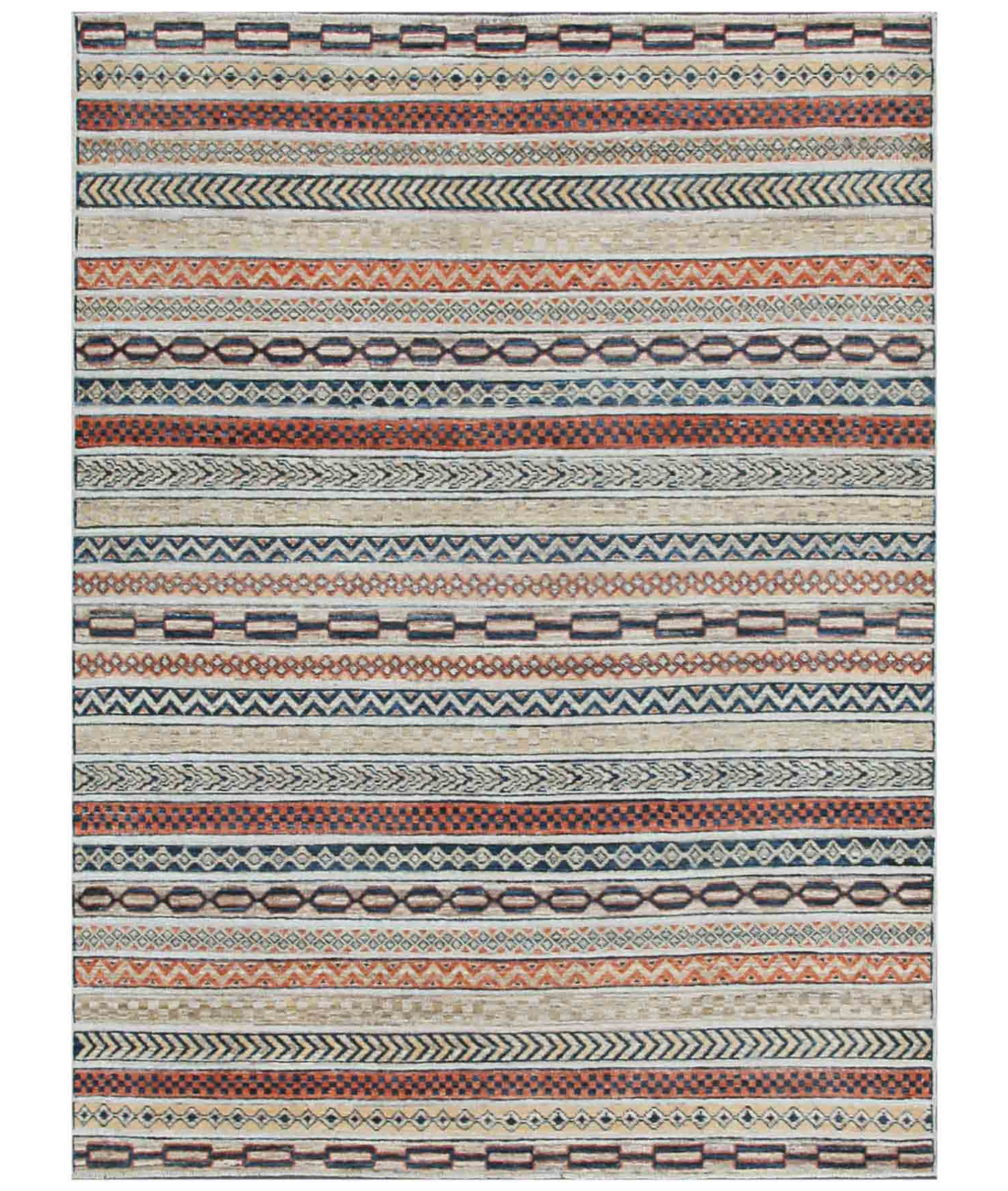 Hand Knotted Berjesta Wool Rug  - 5&#39; 0&quot; X 6&#39; 7&quot; 5&#39; 0&quot; X 6&#39; 7&quot; (152 X 201) / Ivory / Orange