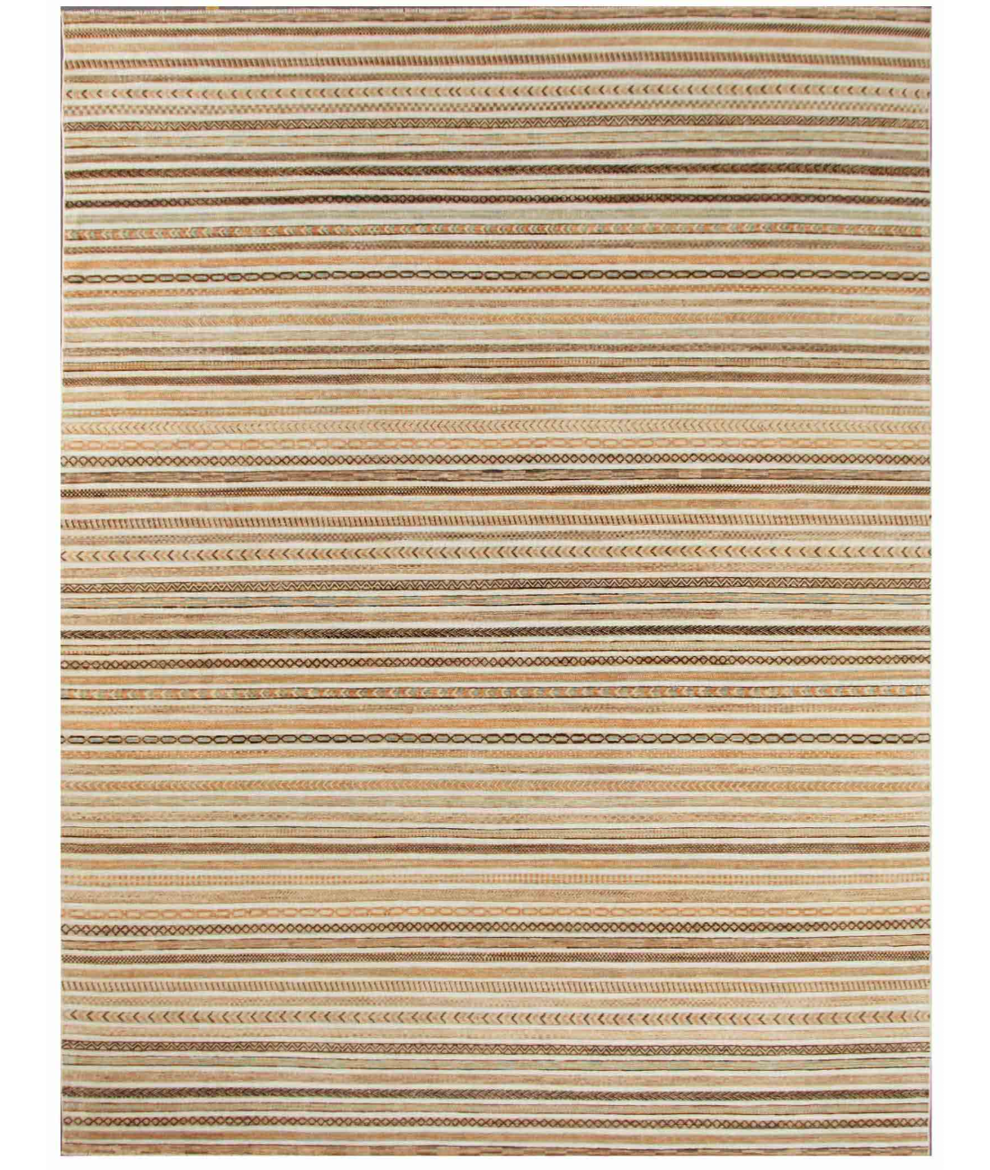 Hand Knotted Berjesta Wool Rug  - 8&#39; 9&quot; X 11&#39; 6&quot; 8&#39; 9&quot; X 11&#39; 6&quot; (267 X 351) / Ivory / Brown