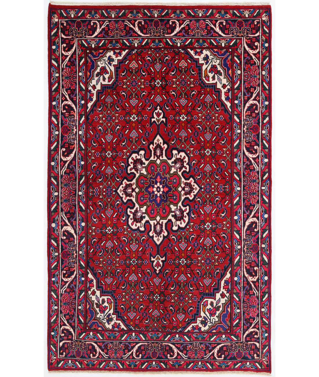 Hand Knotted Bijar Wool Rug  - 4&#39; 1&quot; X 6&#39; 8&quot; 4&#39; 1&quot; X 6&#39; 8&quot; (124 X 203) / Red / Black