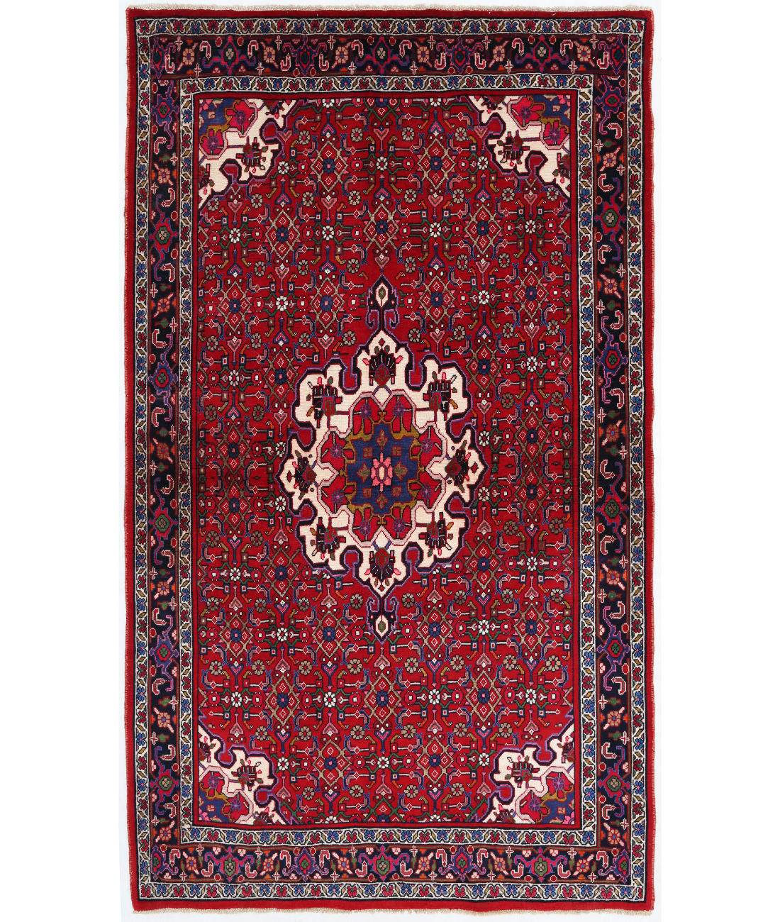 Hand Knotted Bijar Wool Rug  - 4&#39; 2&quot; X 7&#39; 3&quot; 4&#39; 2&quot; X 7&#39; 3&quot; (127 X 221) / Red / Black