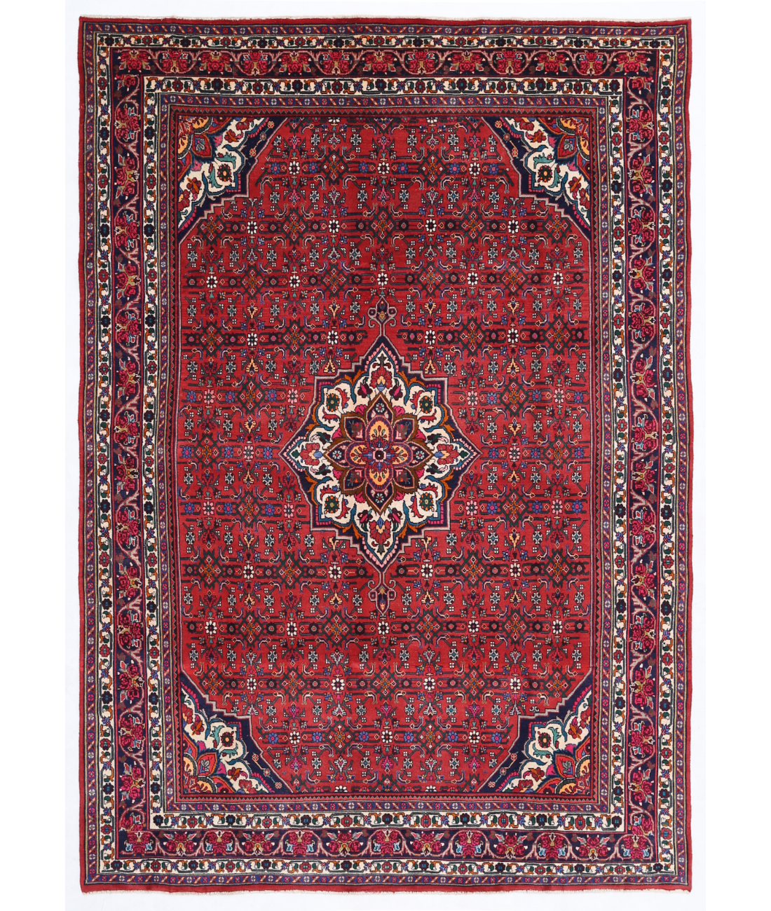 Hand Knotted Bijar Wool Rug  - 6&#39; 8&quot; X 9&#39; 8&quot; 6&#39; 8&quot; X 9&#39; 8&quot; (203 X 295) / Red / Blue