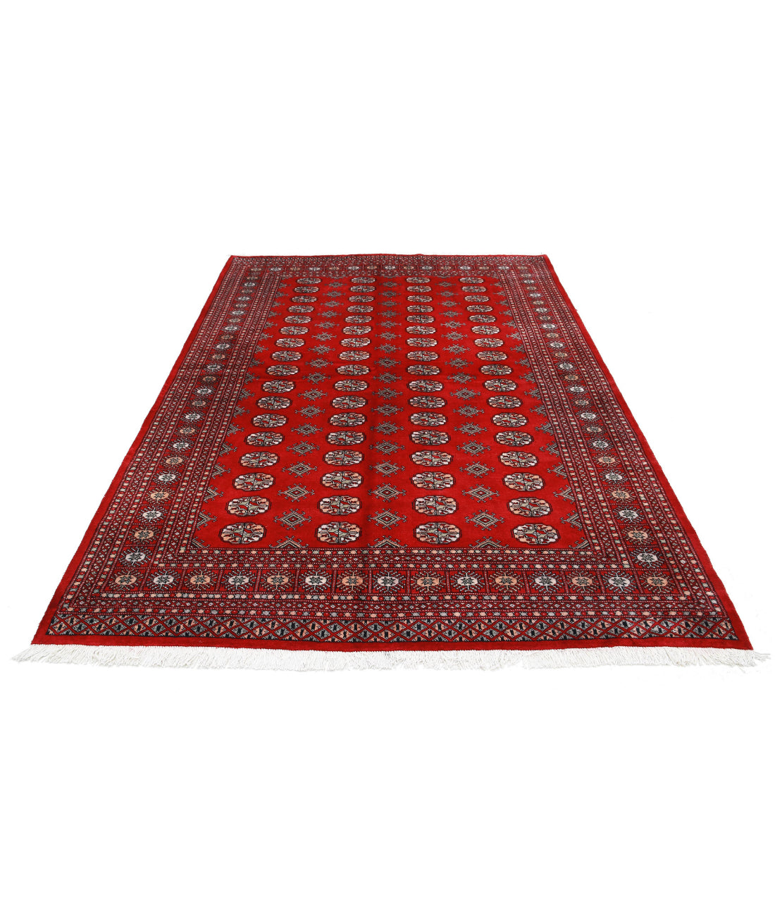 Hand Knotted Tribal Bokhara Wool Rug - 6'1'' x 8'9'' 6'1'' x 8'9'' (183 X 263) / Red / Black