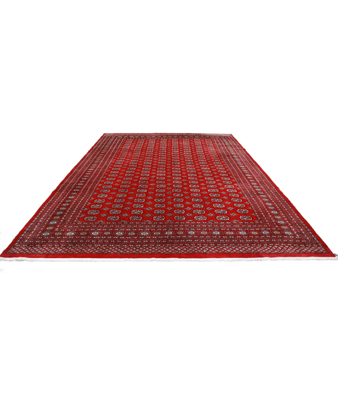 Hand Knotted Tribal Bokhara Wool Rug - 10'1'' x 14'3'' 10'1'' x 14'3'' (303 X 428) / Red / Black