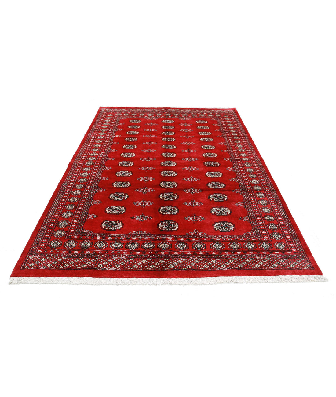 Hand Knotted Tribal Bokhara Wool Rug - 6'1'' x 8'11'' 6'1'' x 8'11'' (183 X 268) / Red / Ivory