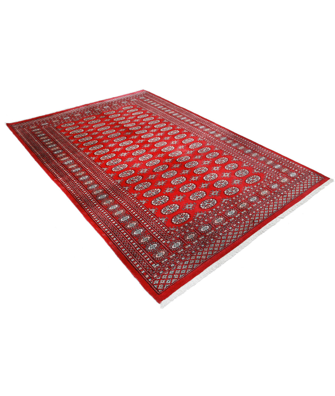 Hand Knotted Tribal Bokhara Wool Rug - 5'10'' x 8'6'' 5'10'' x 8'6'' (175 X 255) / Red / Black