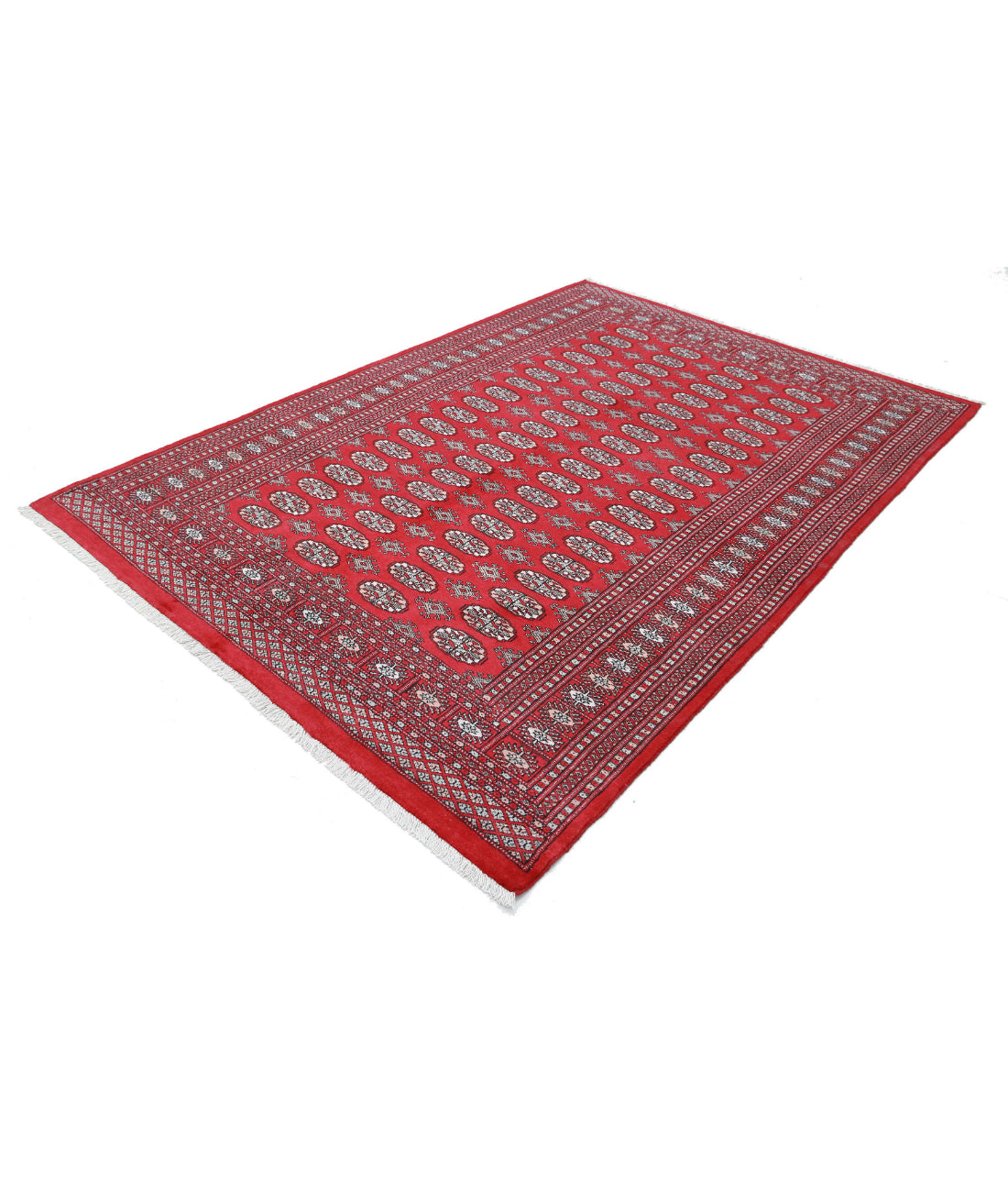 Hand Knotted Tribal Bokhara Wool Rug - 5'10'' x 8'6'' 5'10'' x 8'6'' (175 X 255) / Red / Black