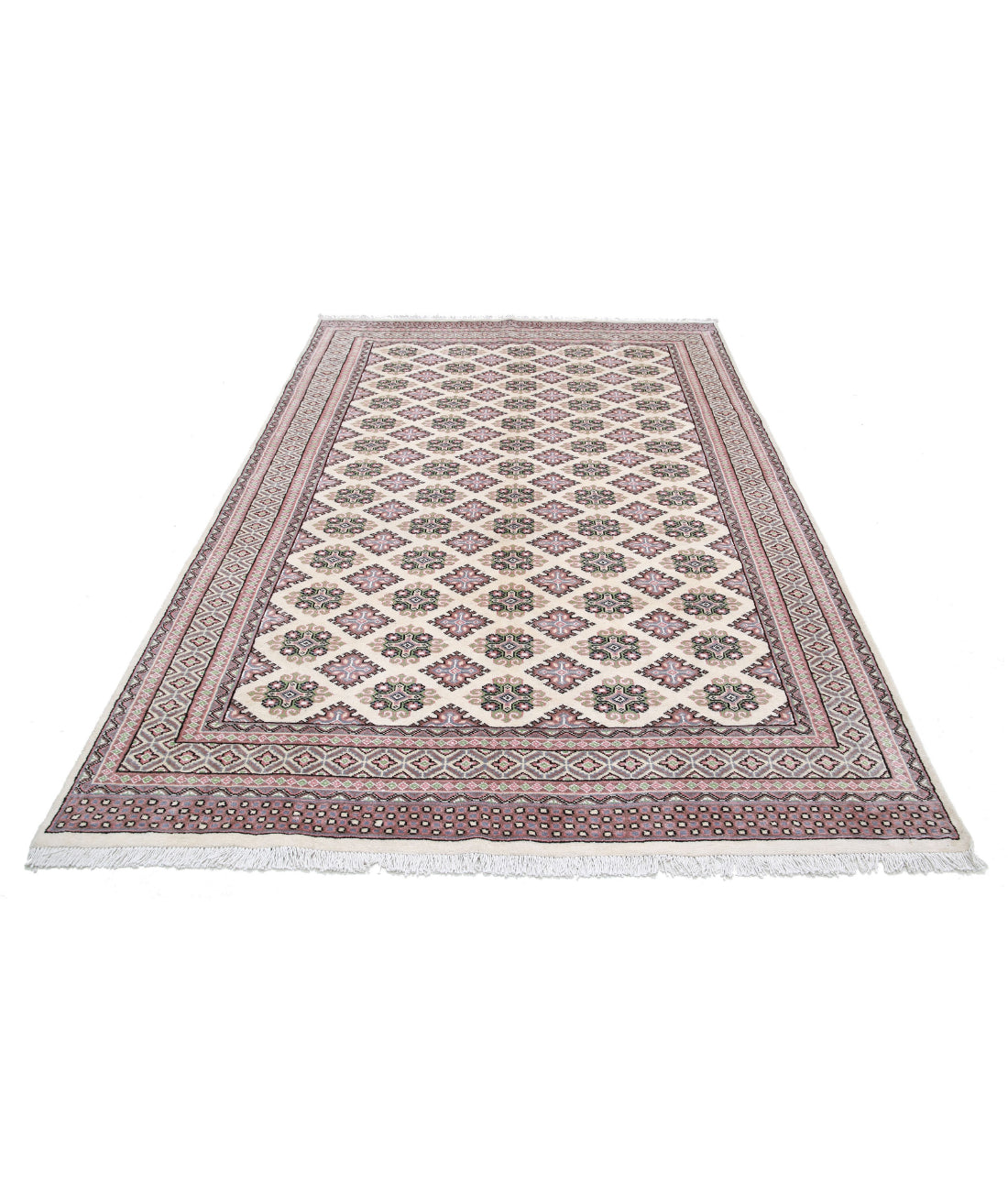 Hand Knotted Tribal Bokhara Wool Rug - 6'0'' x 9'5'' 6'0'' x 9'5'' (180 X 283) / Ivory / Black